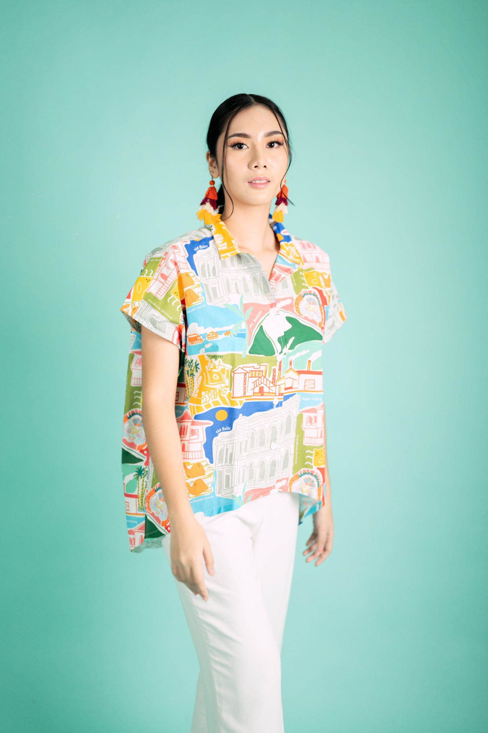 GS Limited Ed Discover Negros Artist Series: Coastal Serenity Oversized Top