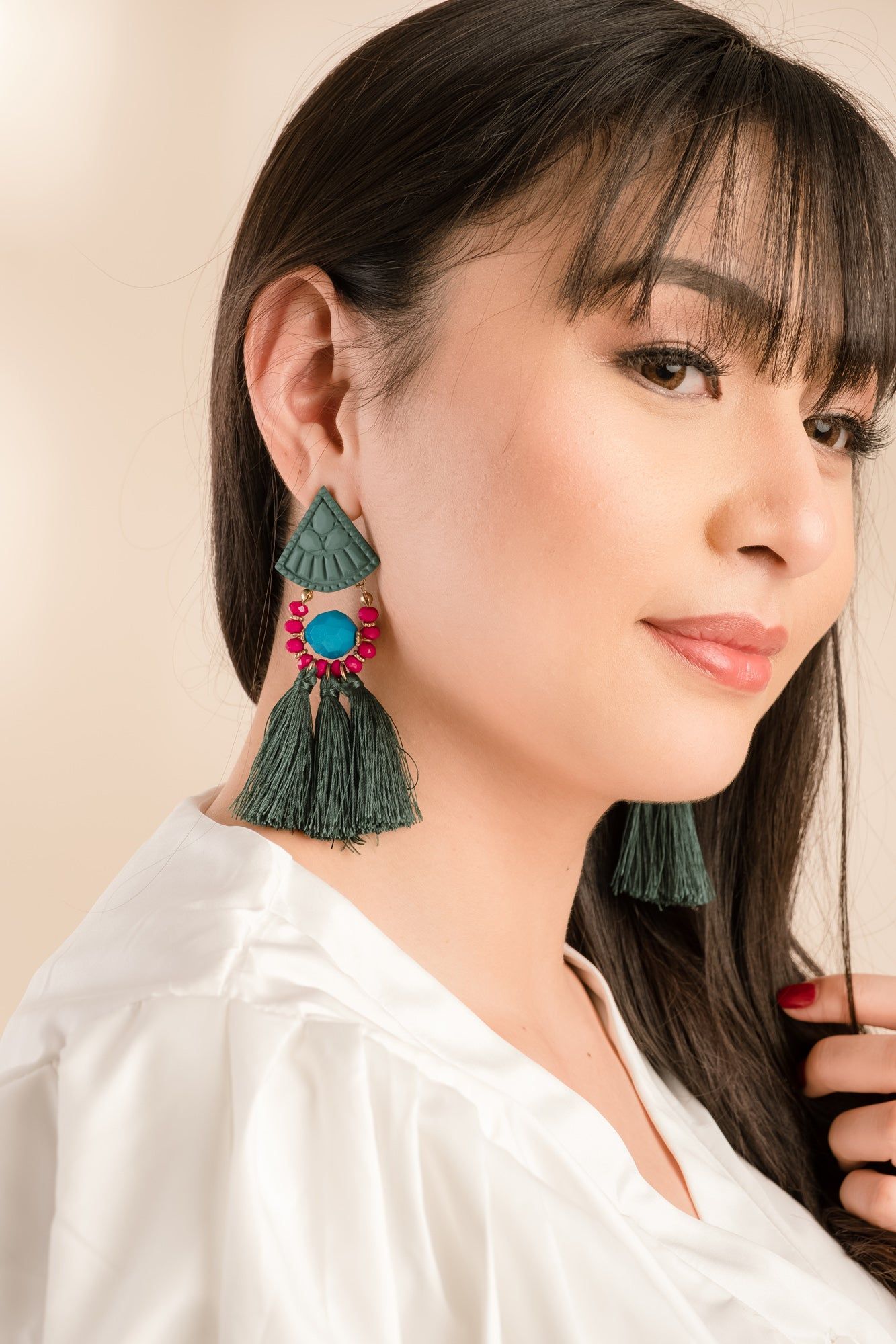 Never Too Much Tassel Earrings in Green