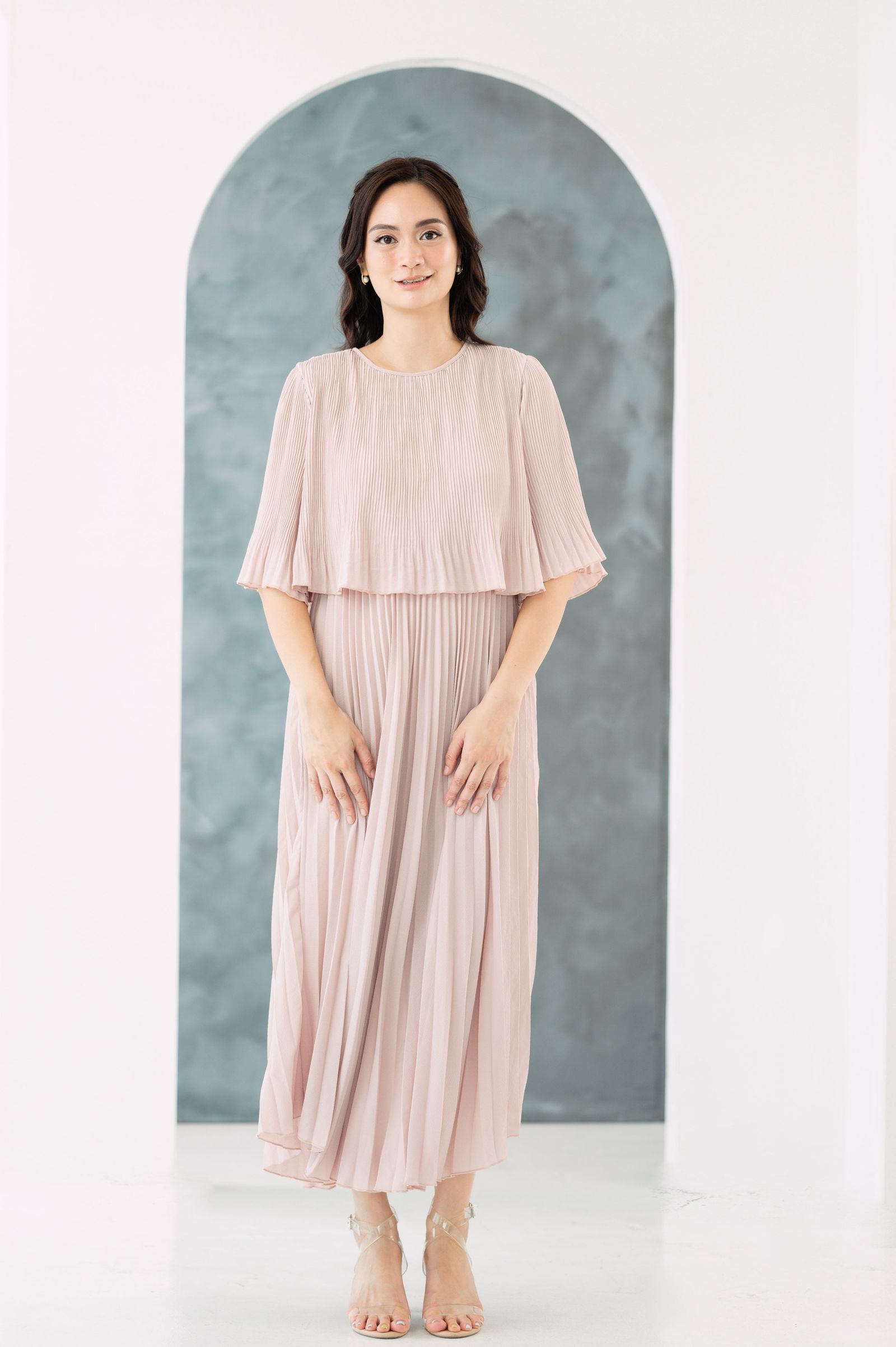 GS Party: Dianelle Flared Sleeve Pleated Dress