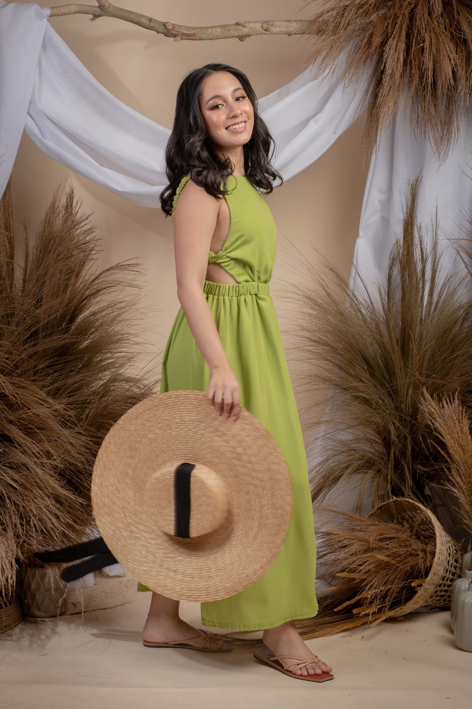 Maia Sexy Back Summer Dress in Green