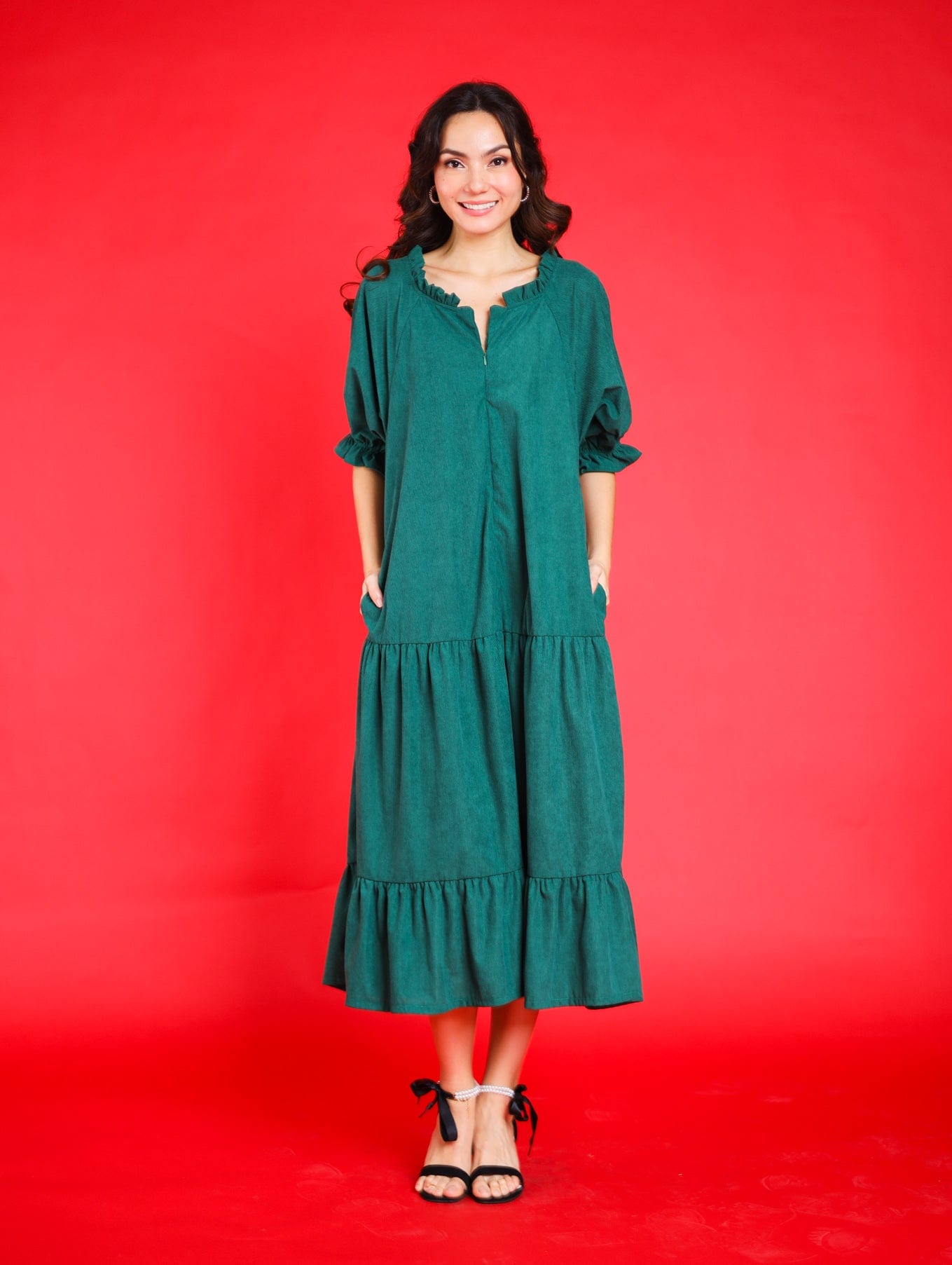 GS Holiday 2023: Audrey Dress in Christmas Green