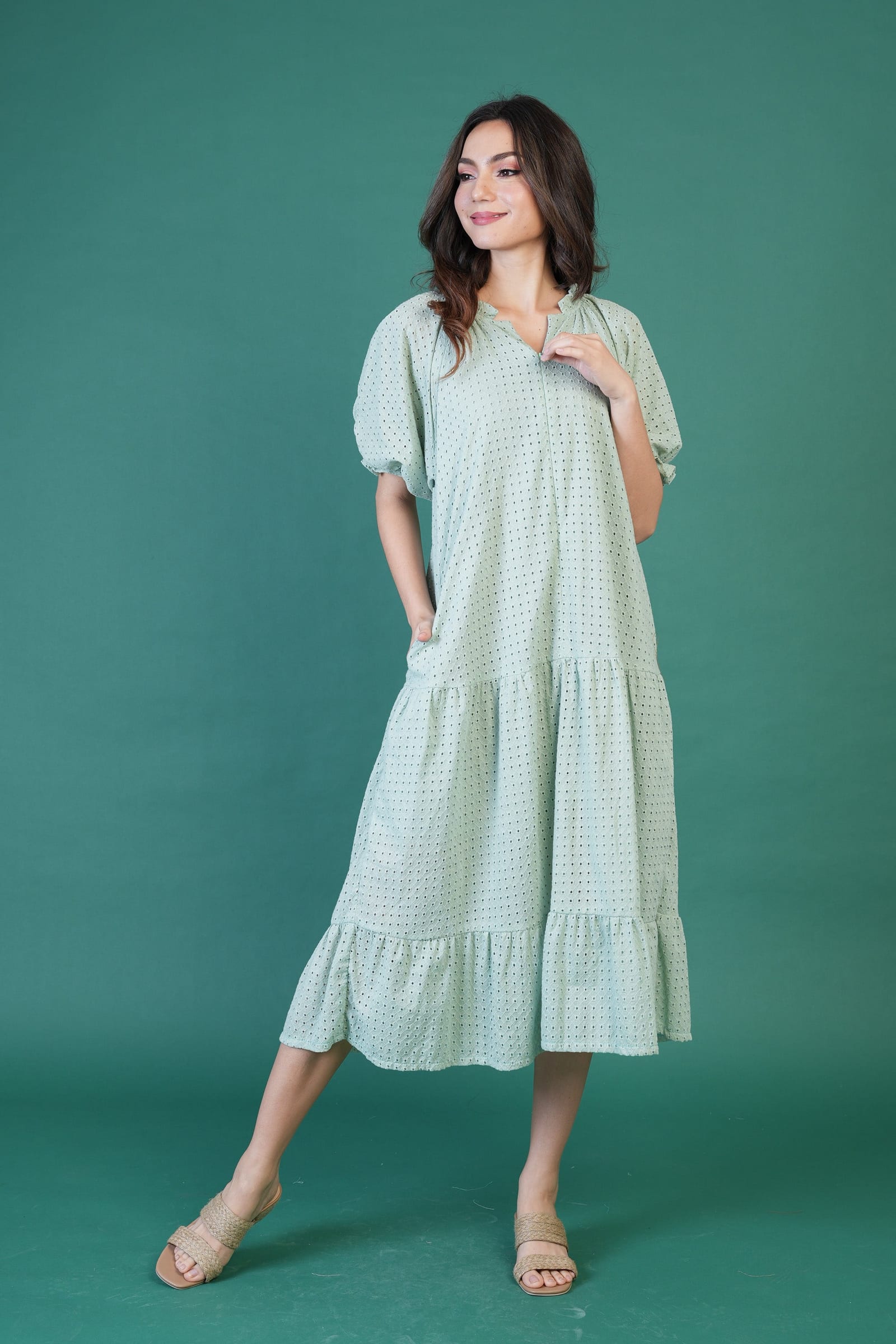 GET SPOTTED SHOP STOCKS Jenny Hues of Summer: Audrey Premium Eyelet Dress