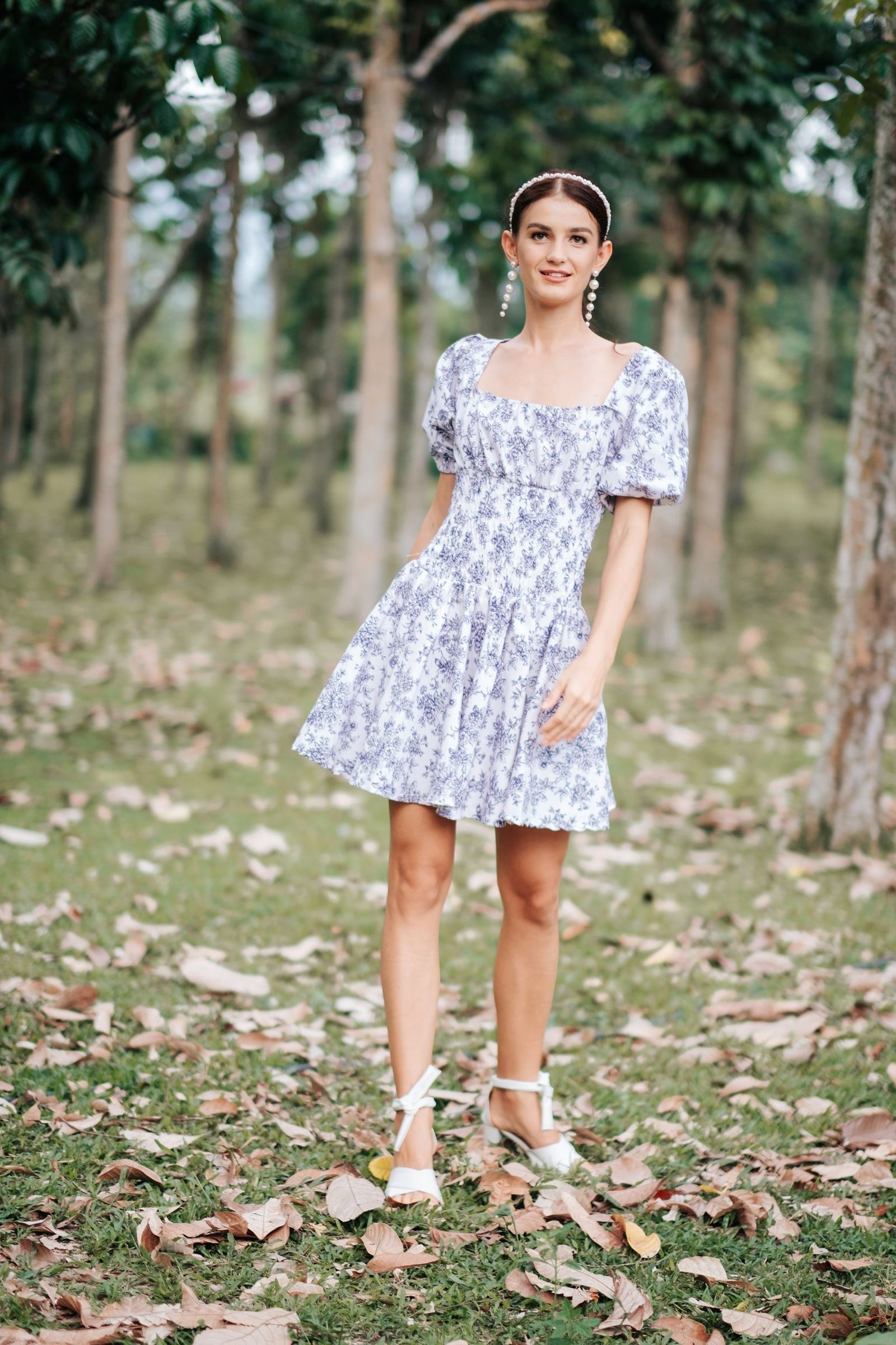 GET SPOTTED SHOP STOCKS  Jenny Blue Porcelain: Daisy Floral Smocked-waist Dress