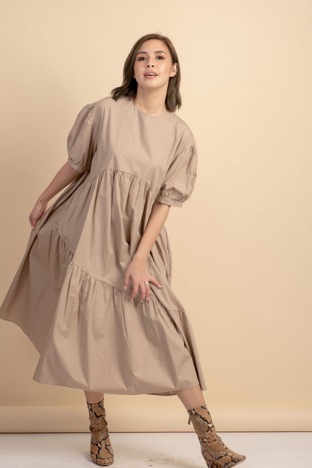 Arianne Khaki Poplin Dress