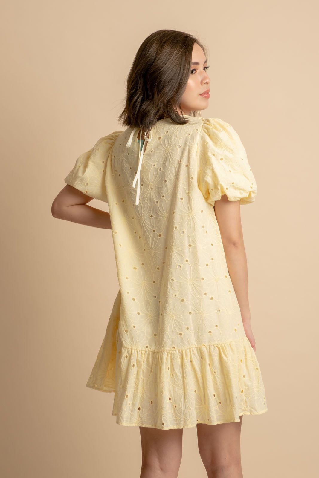 Johanna Yellow Eyelet Dress