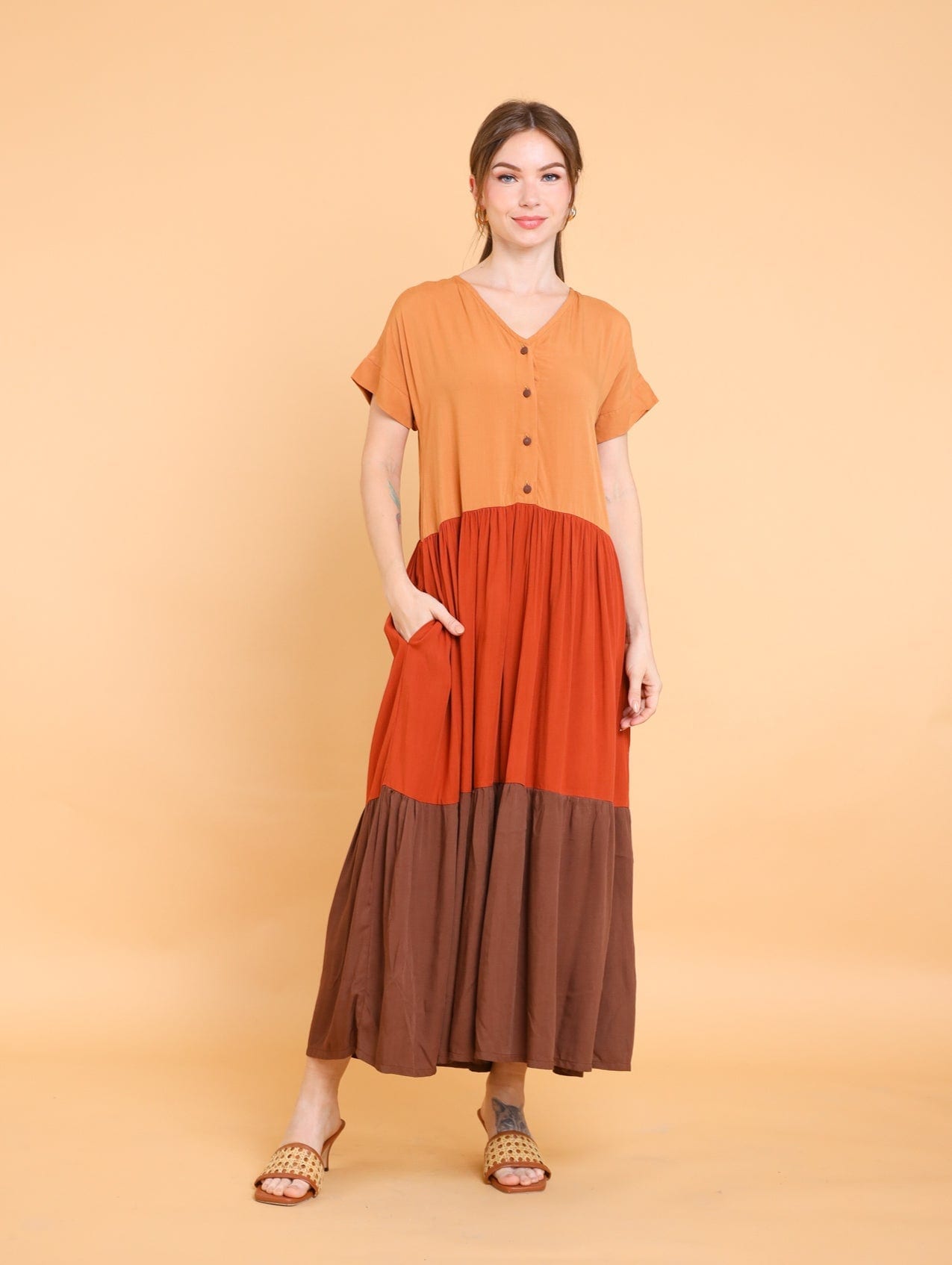 GET SPOTTED SHOP STOCKS Brown Collection: Sharmila Dress