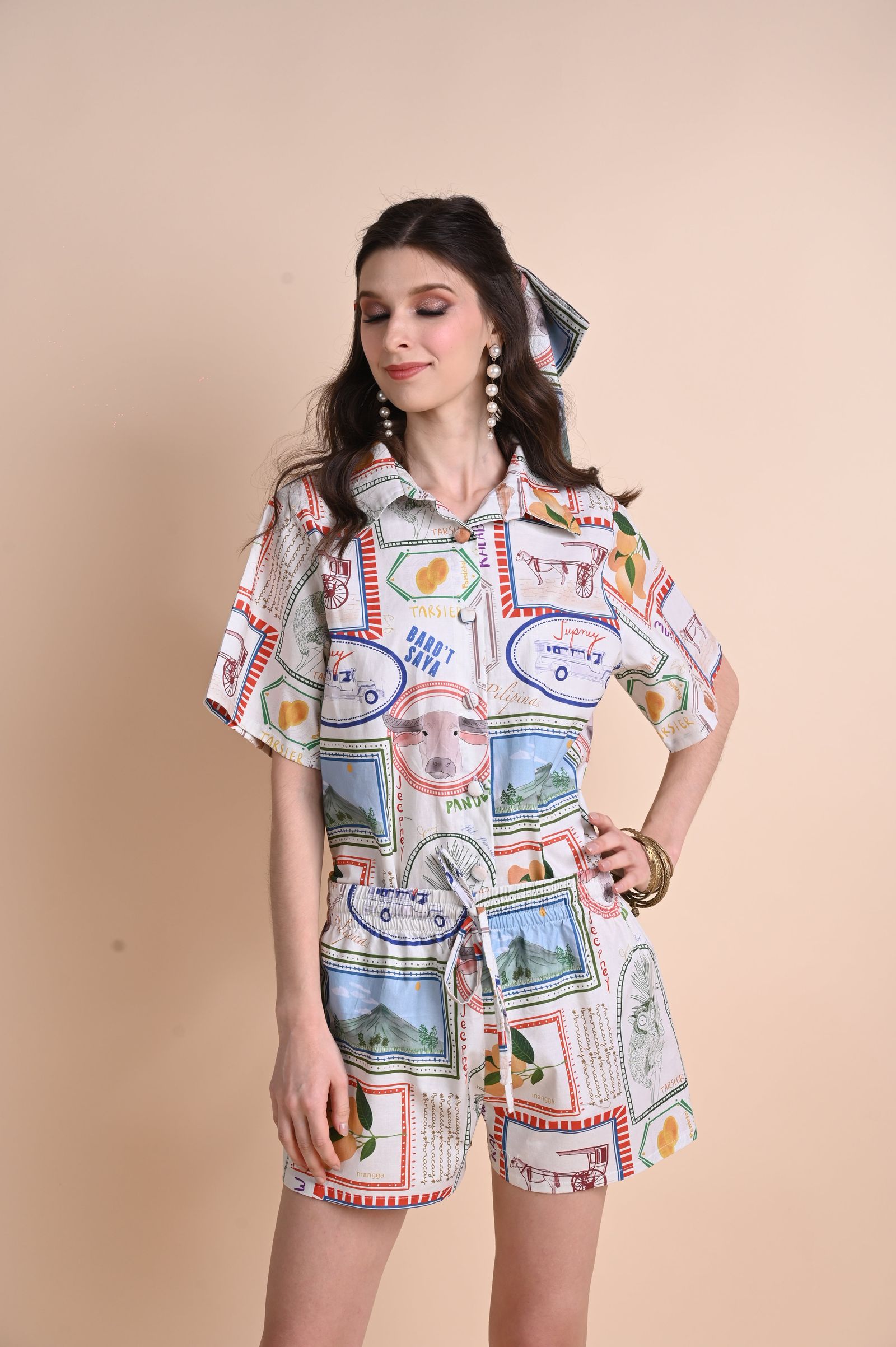 Jenny Print Series 2: Pamana Postmarks - Theia Oversized Top