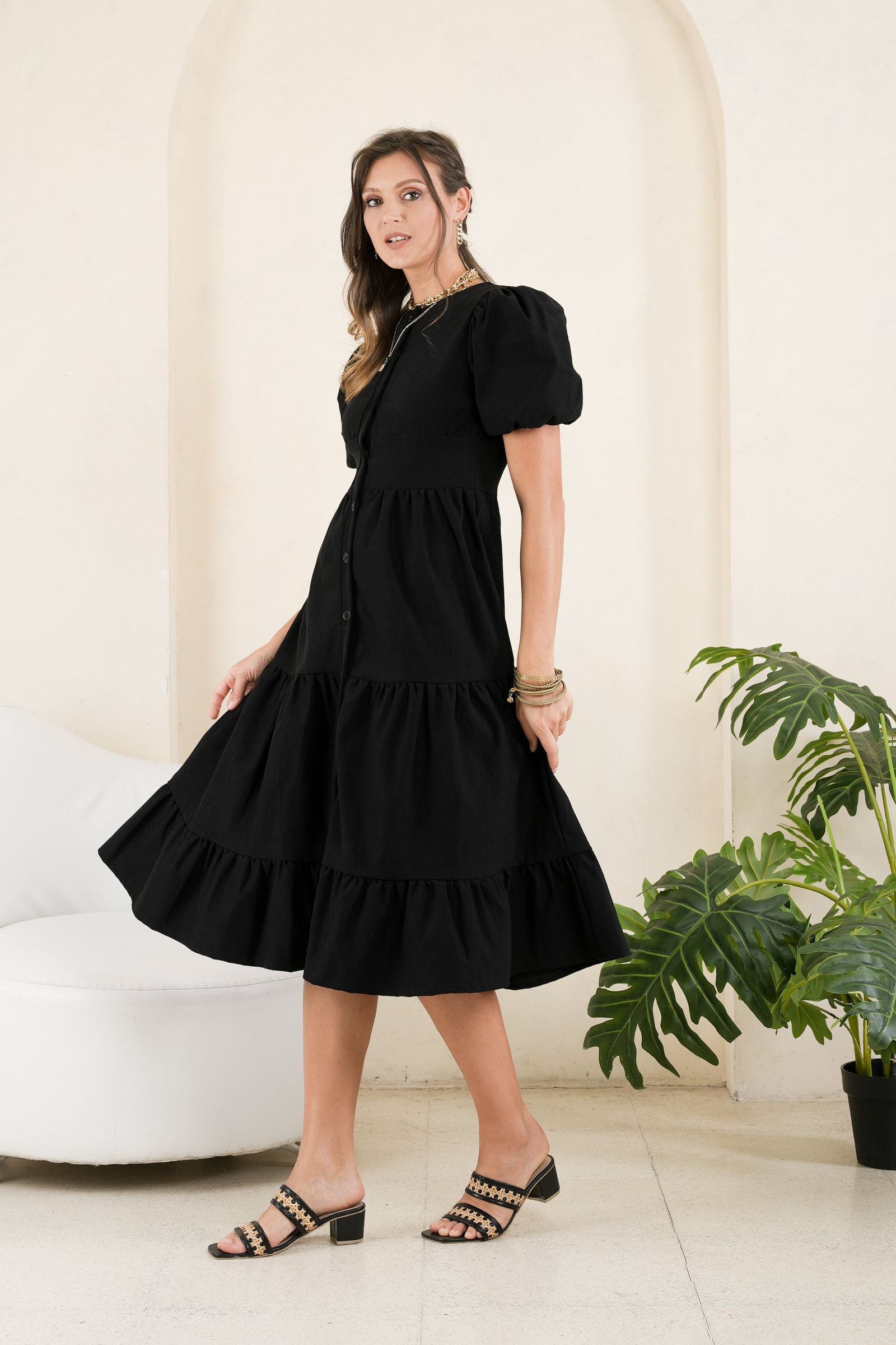 GET SPOTTED SHOP STOCKS GS Black: Hearty Tiered Dress