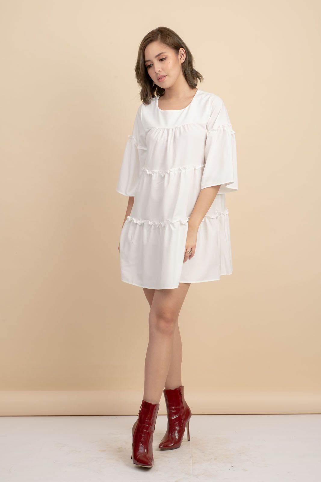 Weslynn White Babydoll Dress