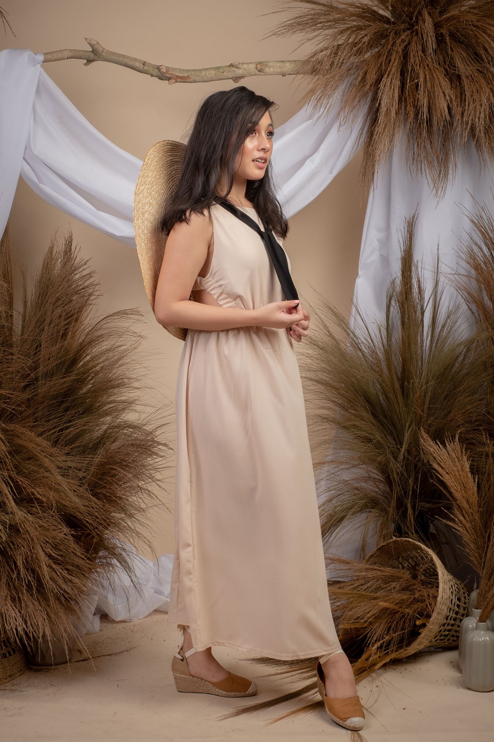 Maia Sexy Back Summer Dress in Apricot