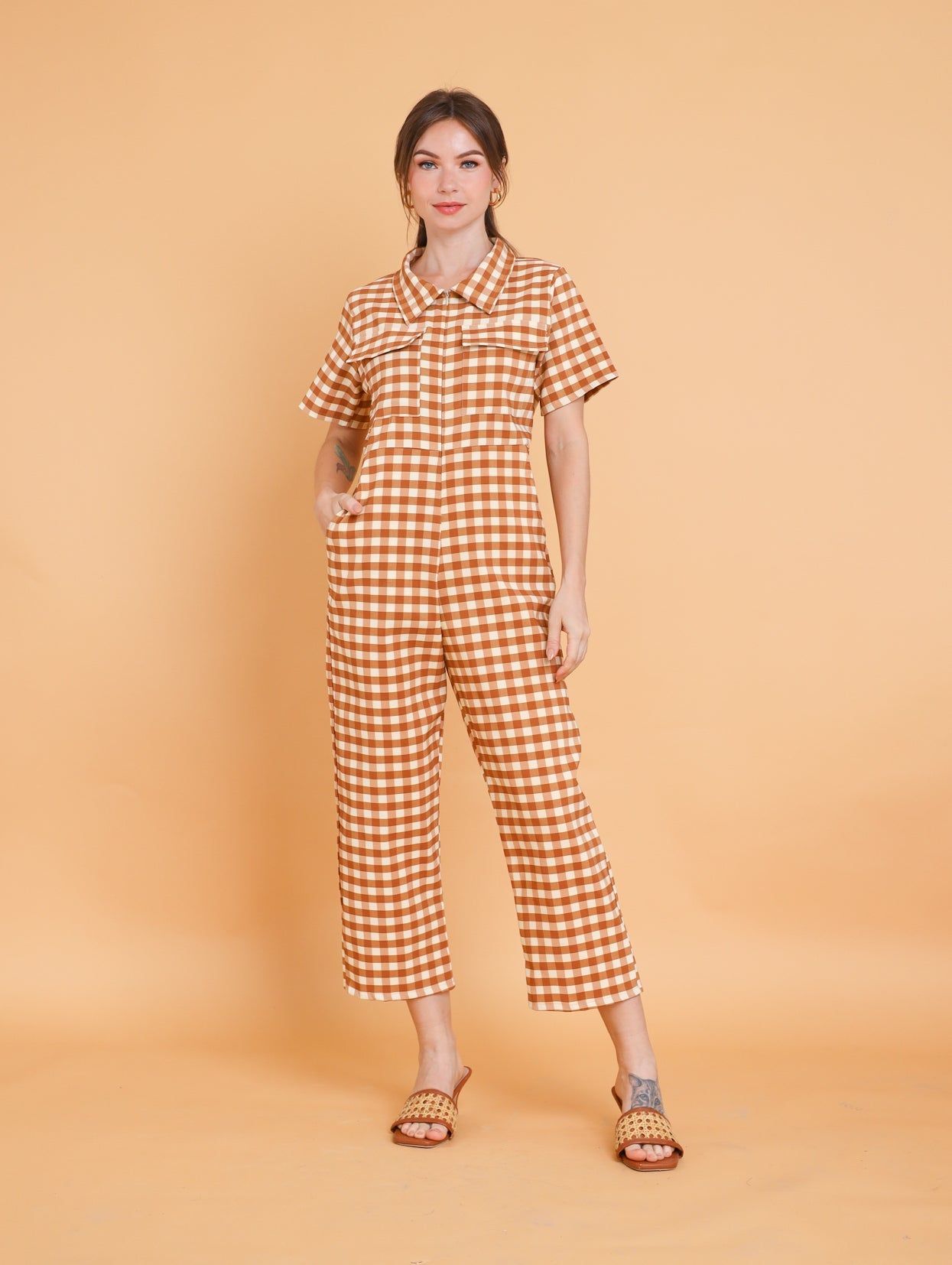 GET SPOTTED SHOP STOCKS Brown Collection: Idara Jumpsuit (LIMITED)