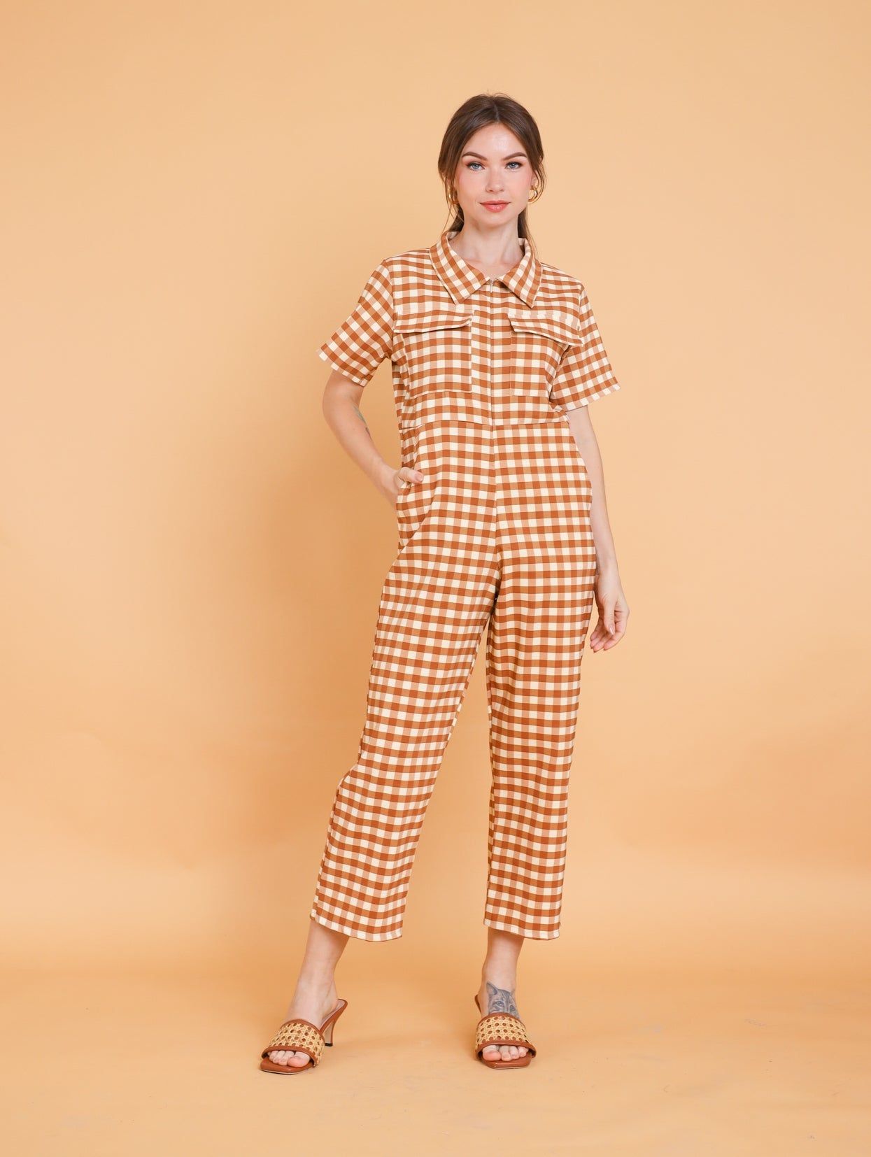 GET SPOTTED SHOP STOCKS Brown Collection: Idara Jumpsuit (LIMITED)