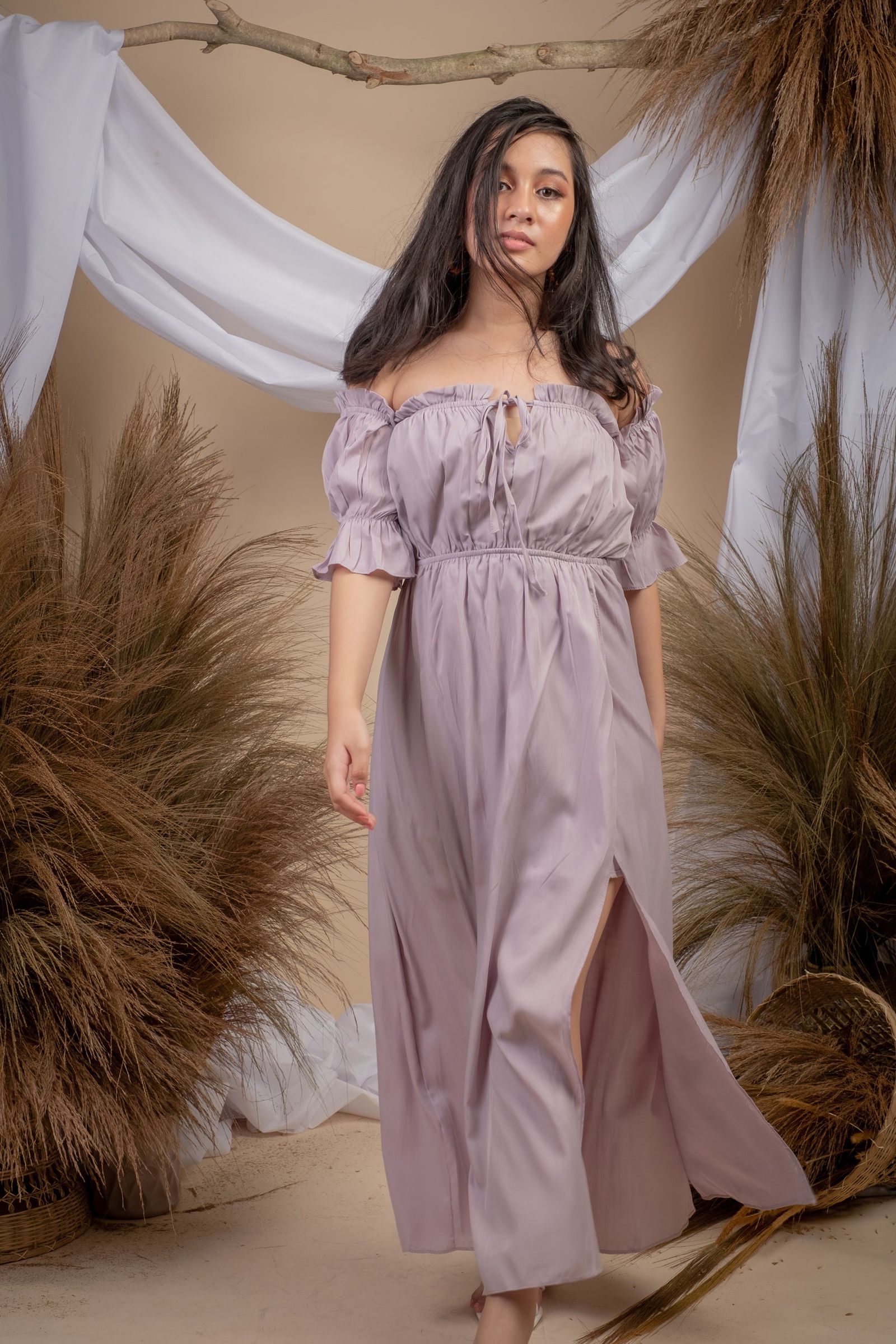 Maya Lilac Offshoulder Dress