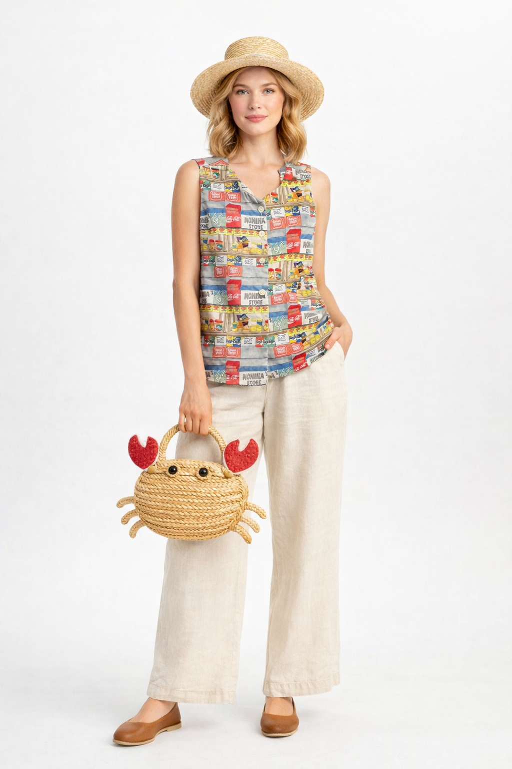 MNL EMGEE by Get Spotted:  Renzi Buttondown Top in Sari Sari Store Print