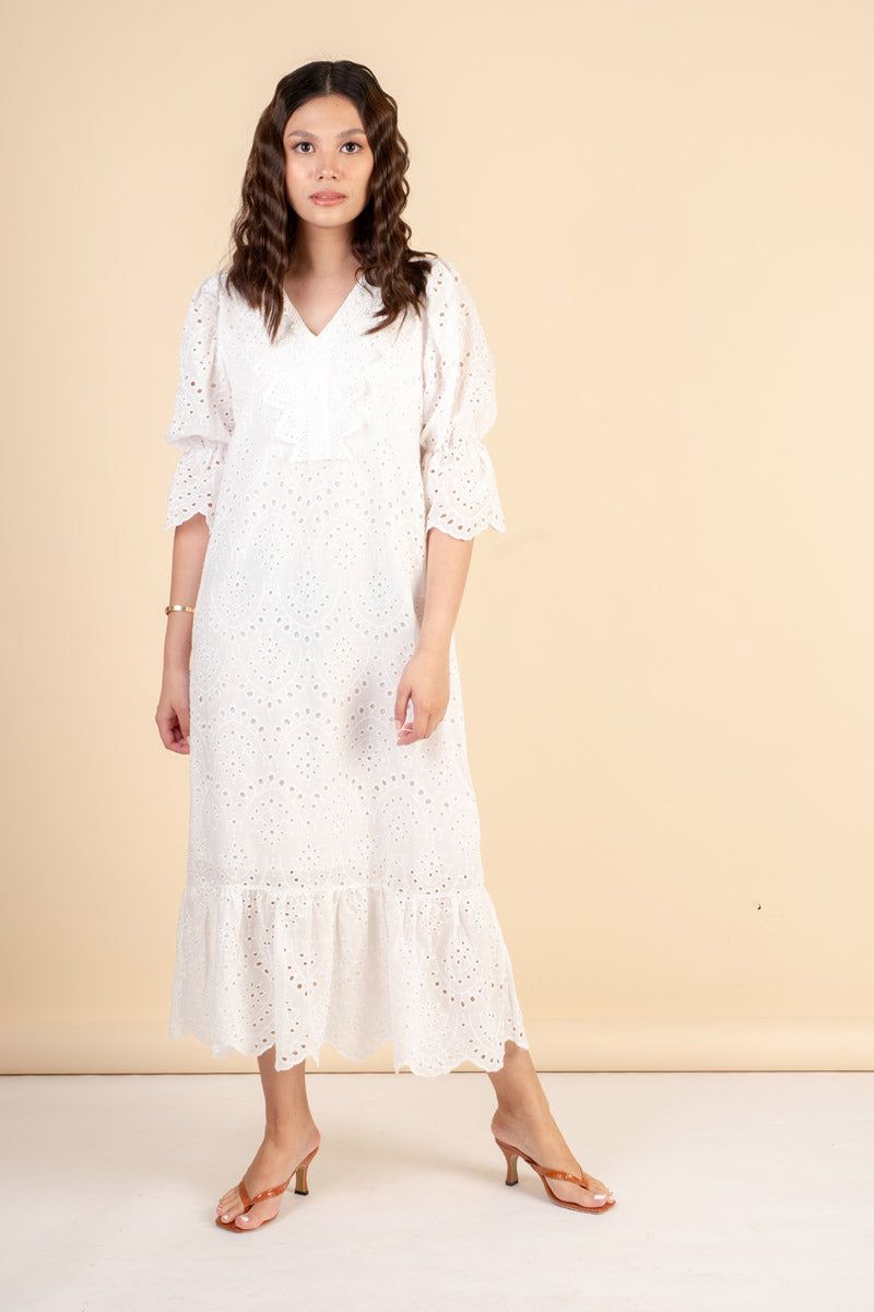 Alexa White Midi Dress