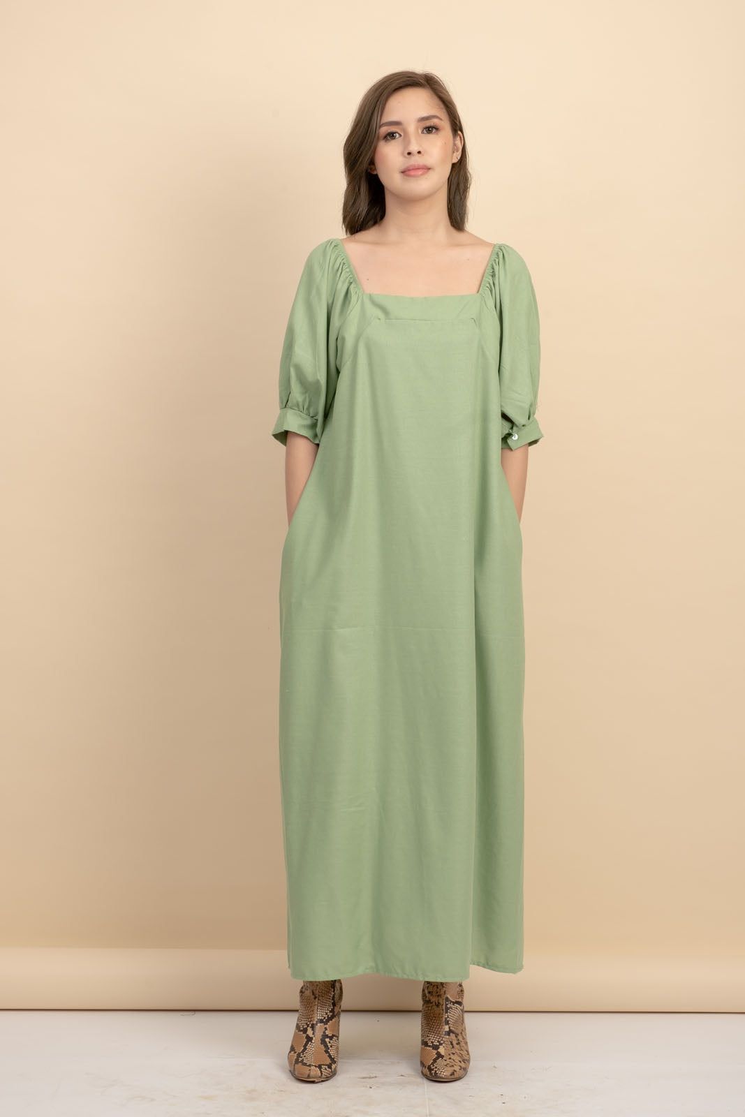 Carrie Mint Linen Maxi Dress