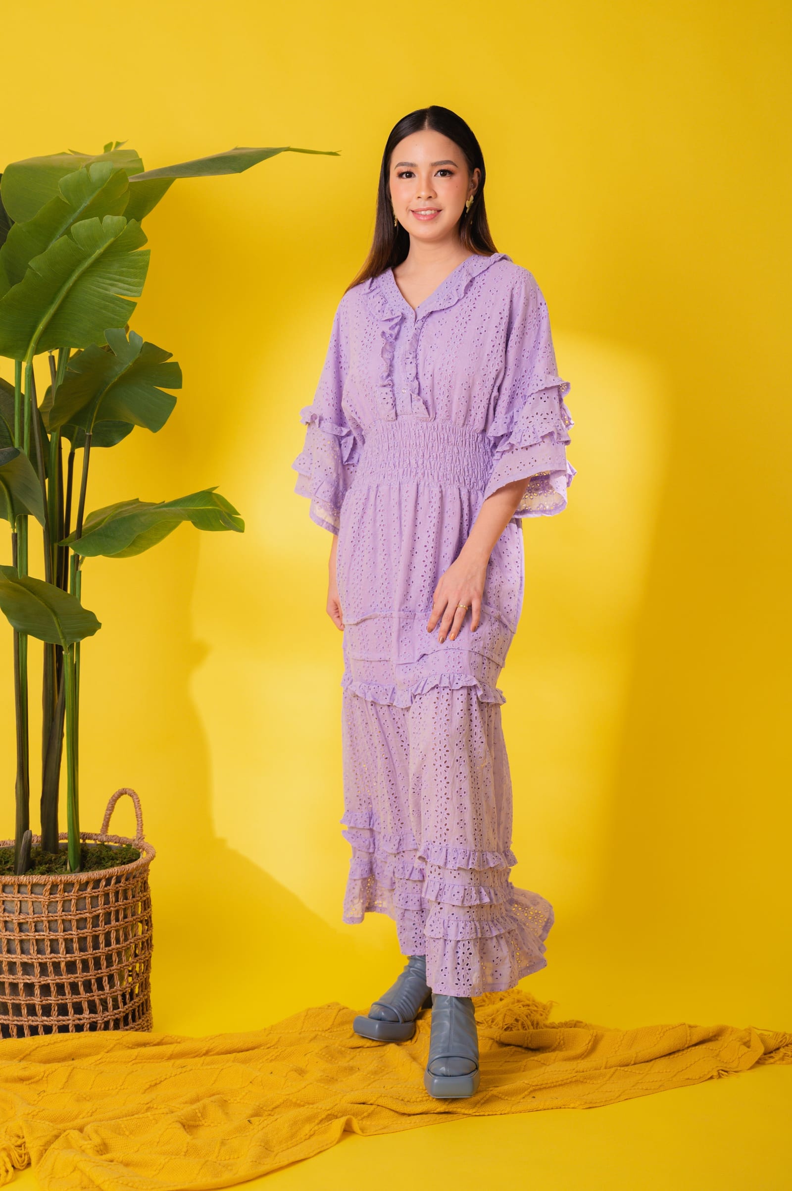 GET SPOTTED SHOP STOCKS Jenny Eyelet 4: Marites Premium Eyelet Smocked-waist Dress