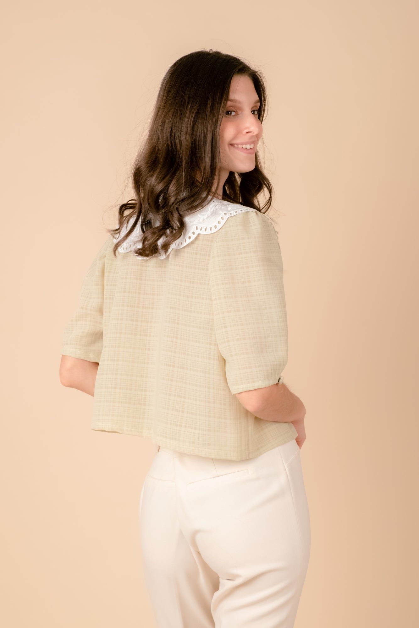 Shop Hygge x GS: Peter Pan Collar Top in Mint