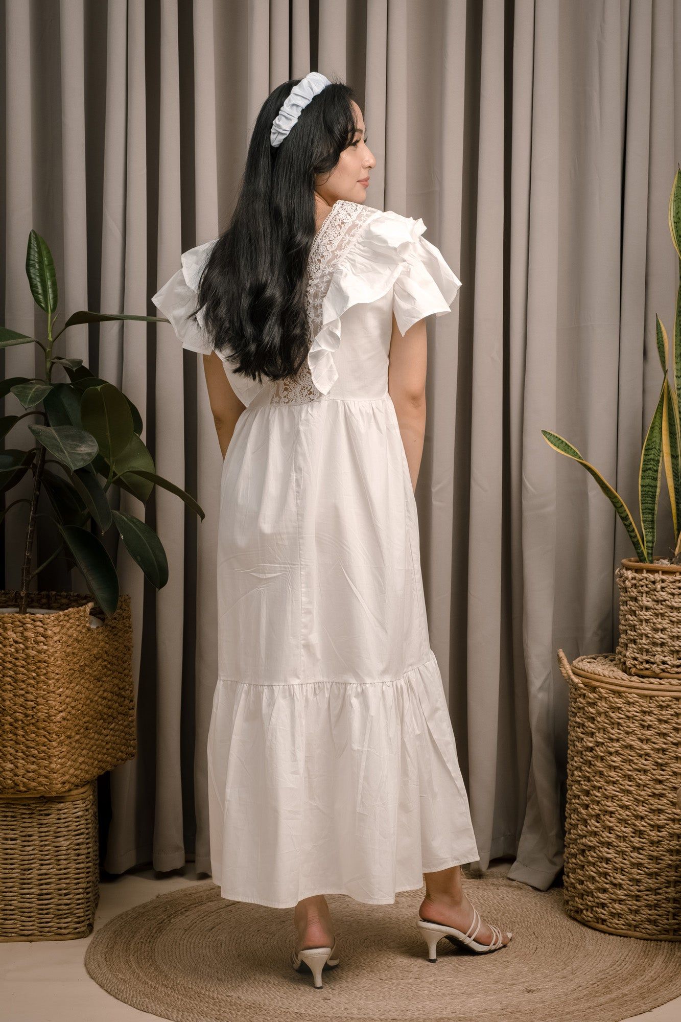 Maeve White Dress with Ruffles