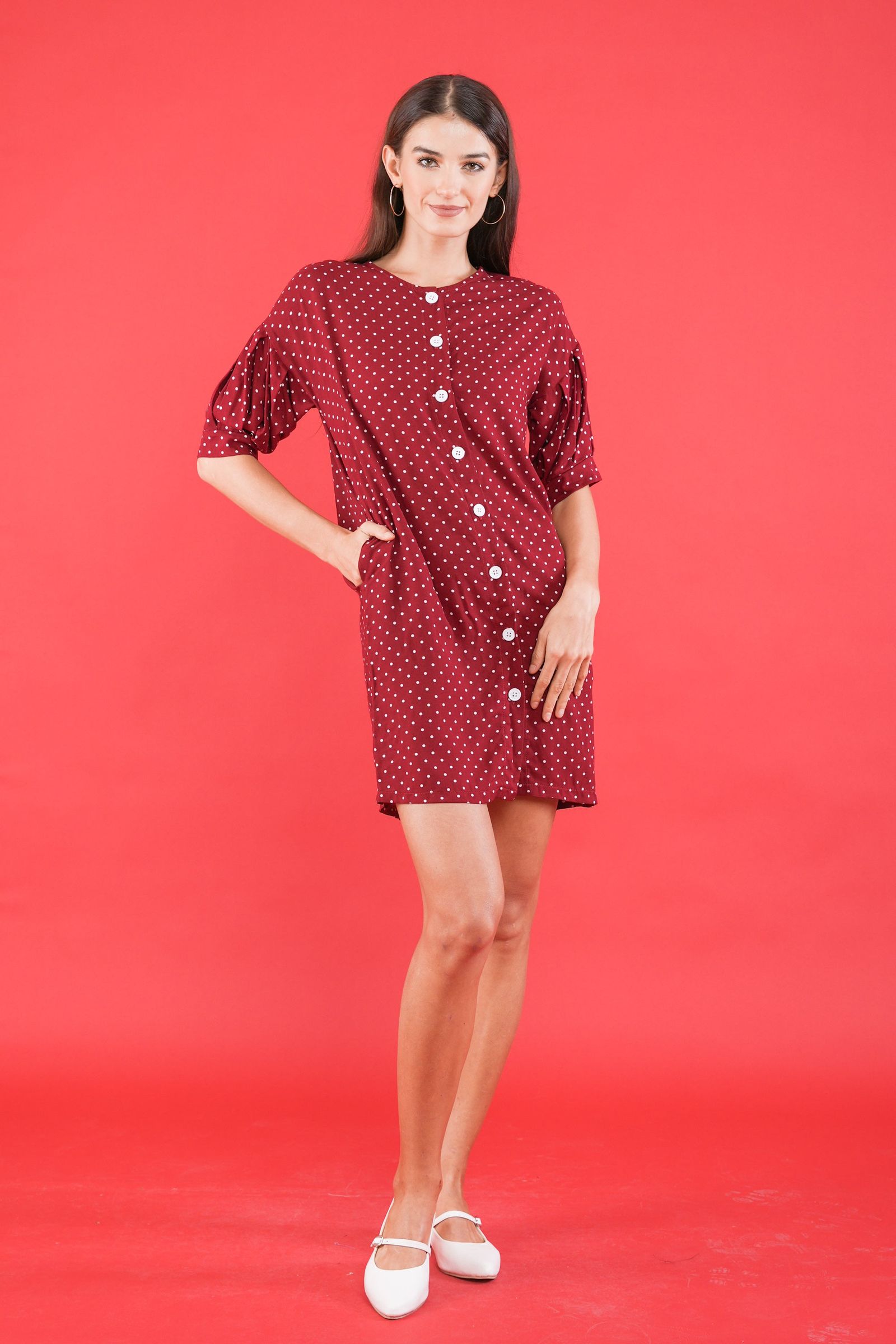 GET SPOTTED SHOP STOCKS GS Polka 2: Milka Buttondown Shift Dress