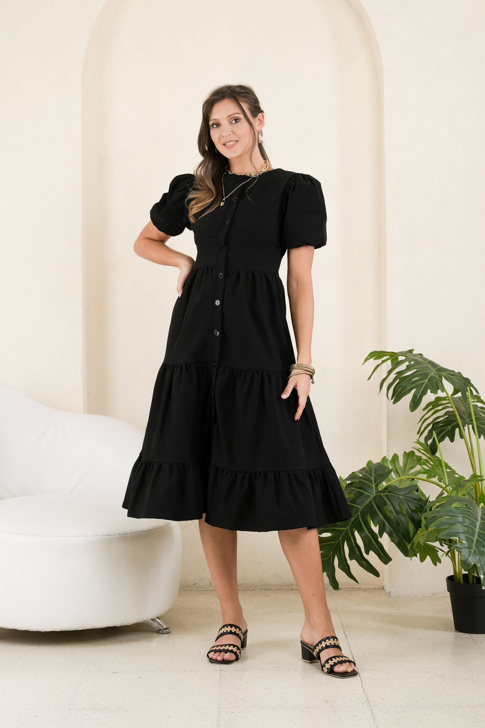GET SPOTTED SHOP STOCKS GS Black: Hearty Tiered Dress