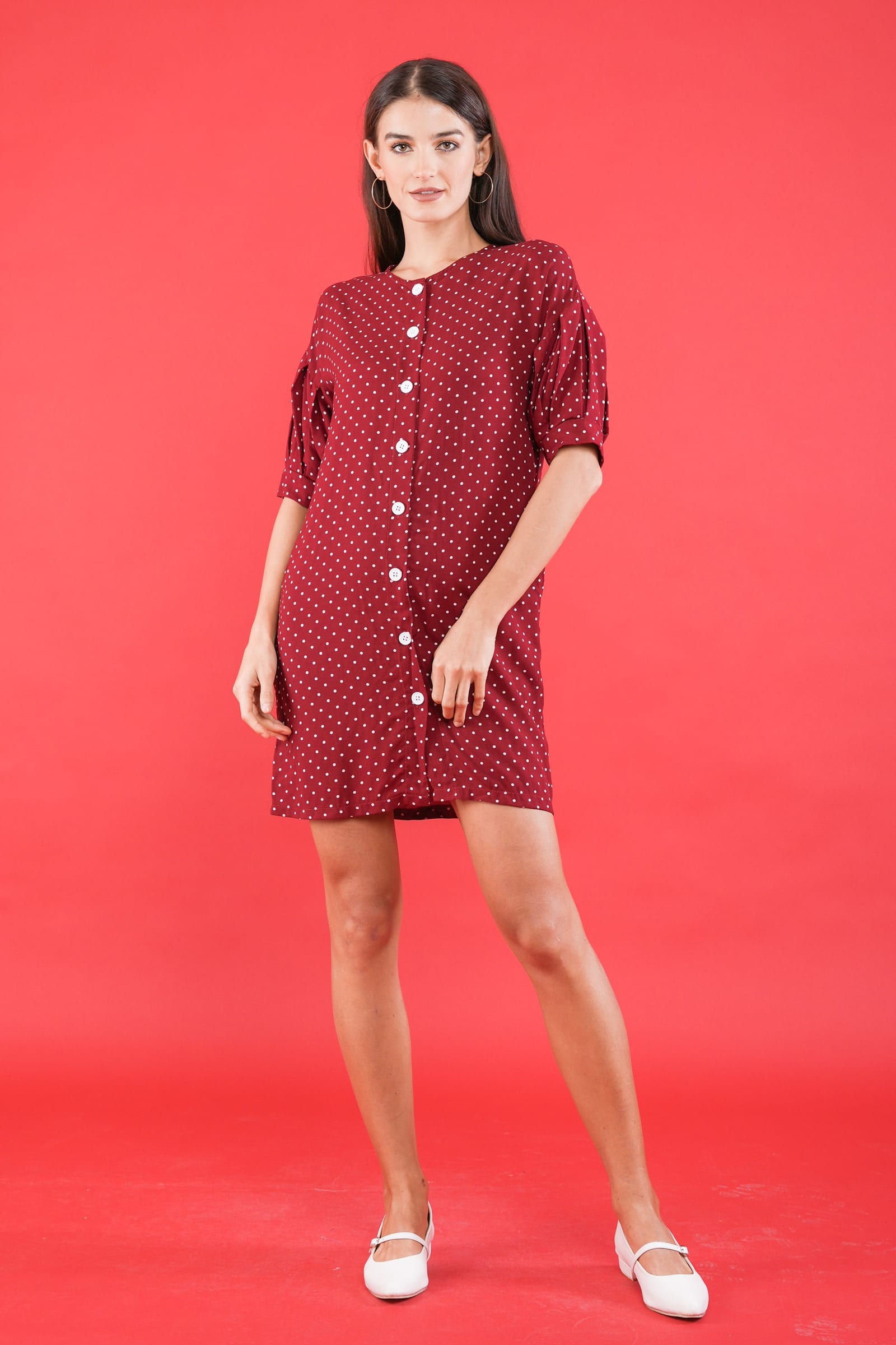 GET SPOTTED SHOP STOCKS GS Polka 2: Milka Buttondown Shift Dress