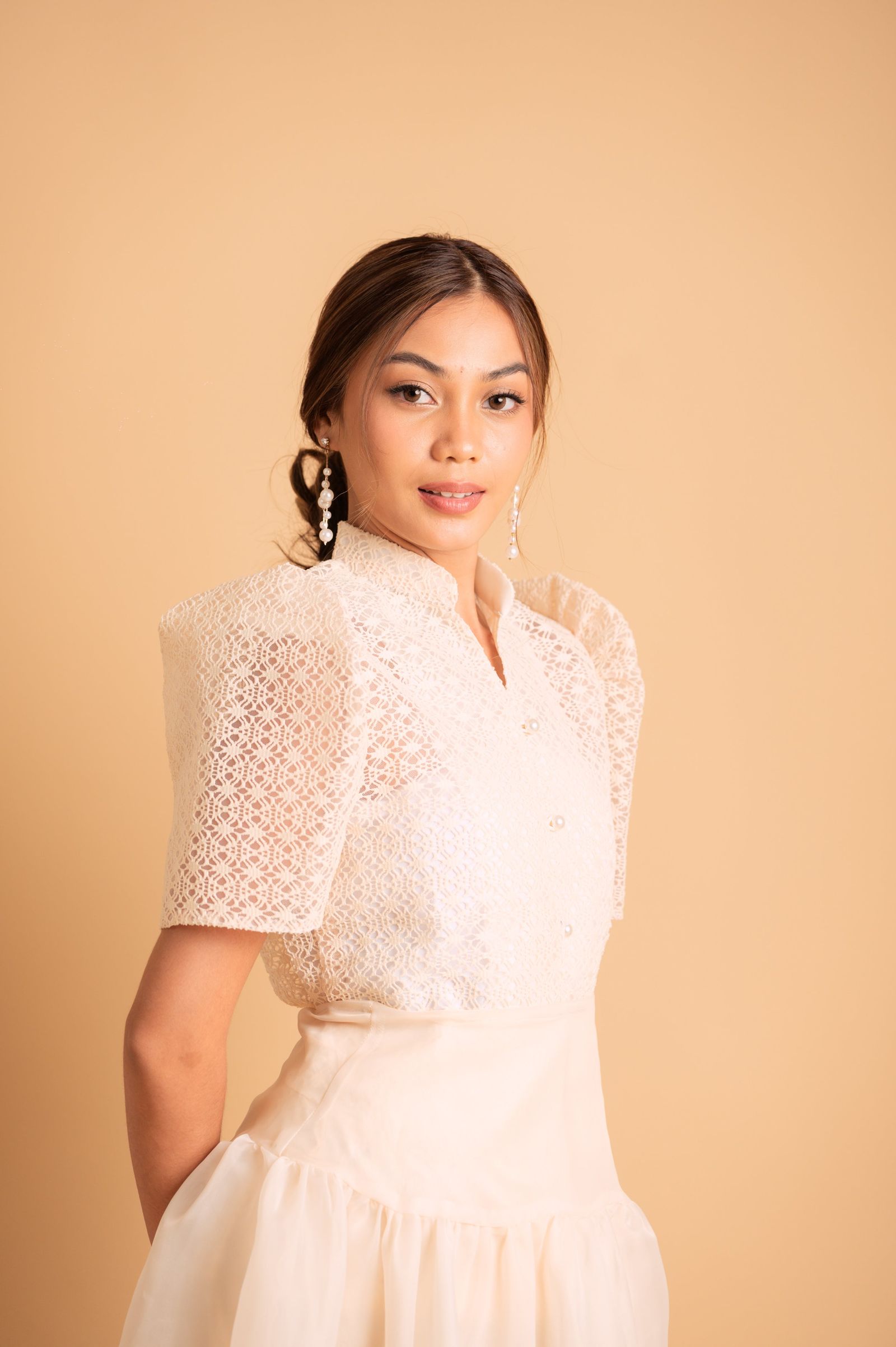 Modern Filipiniana: Nieves Top in White