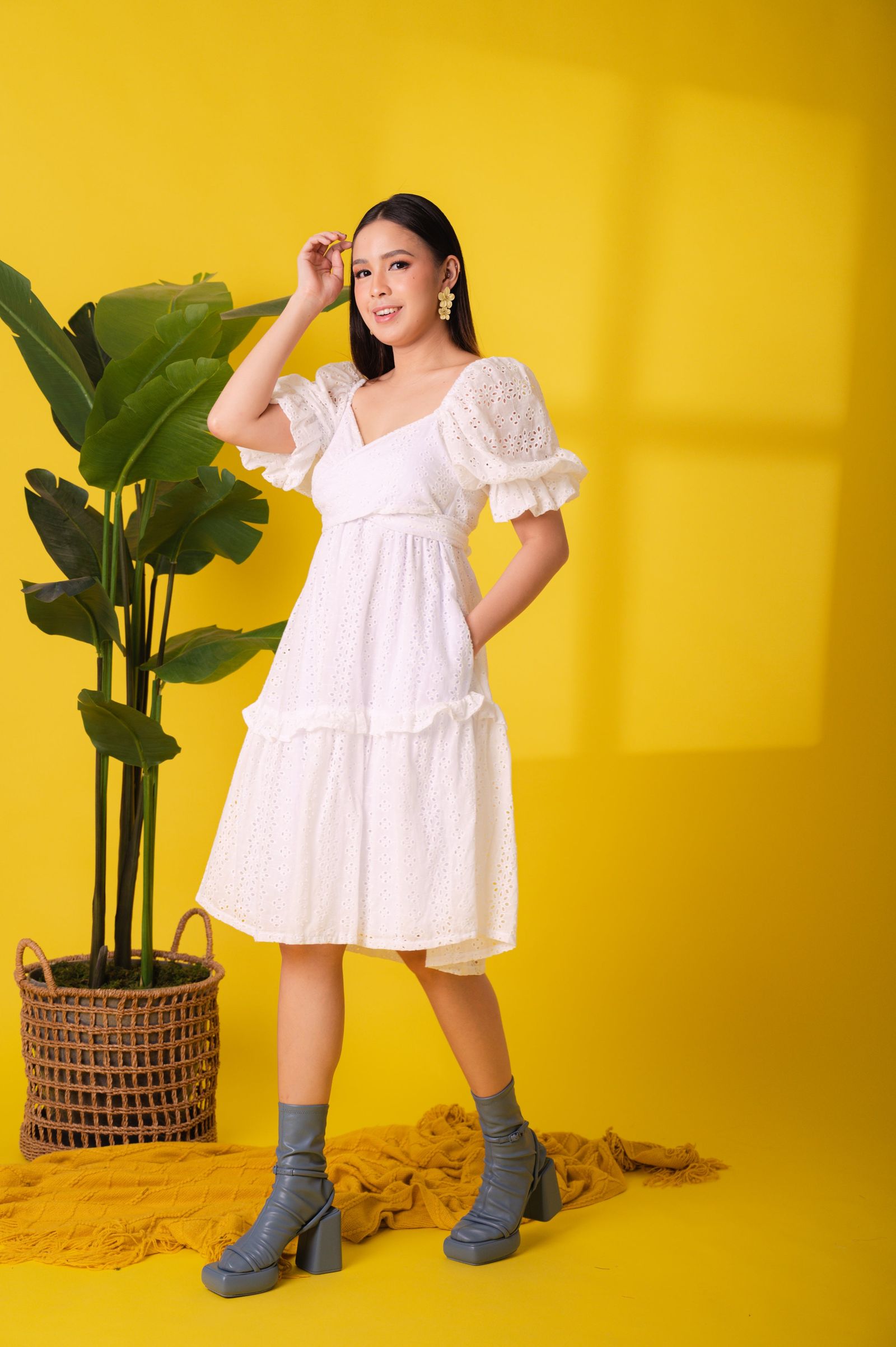 GET SPOTTED SHOP STOCKS Jenny Eyelet 3: Leni Premium Eyelet Wrap Dress