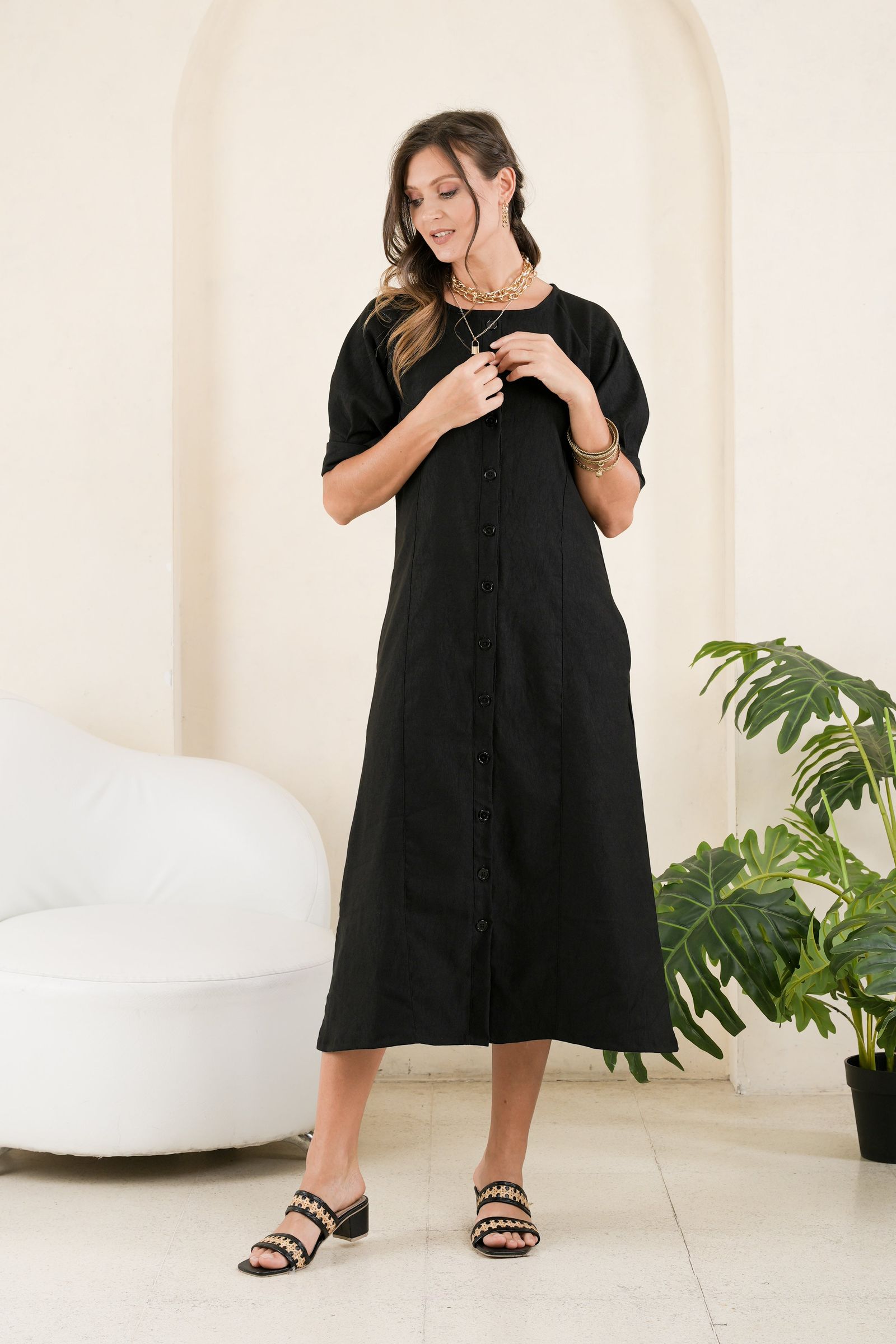GET SPOTTED SHOP STOCKS GS Black: Miren Buttoned Dress