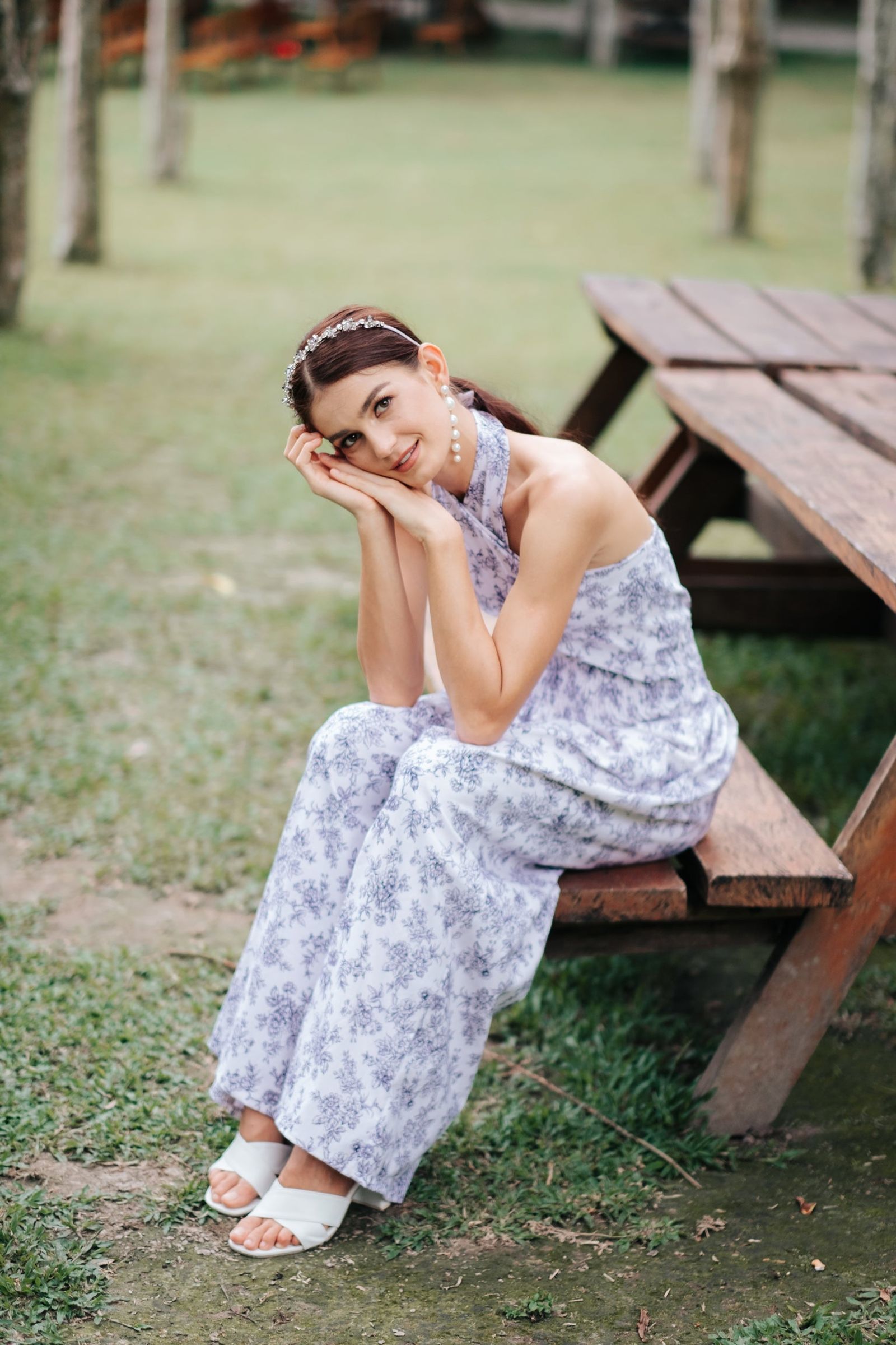 GET SPOTTED SHOP STOCKS Jenny Blue Porcelain: Dana Halter Loose Floral Jumpsuit