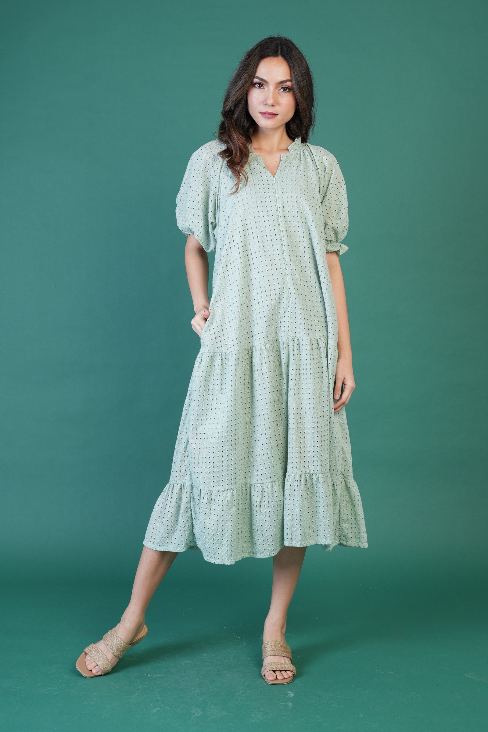 GET SPOTTED SHOP STOCKS Jenny Hues of Summer: Audrey Premium Eyelet Dress