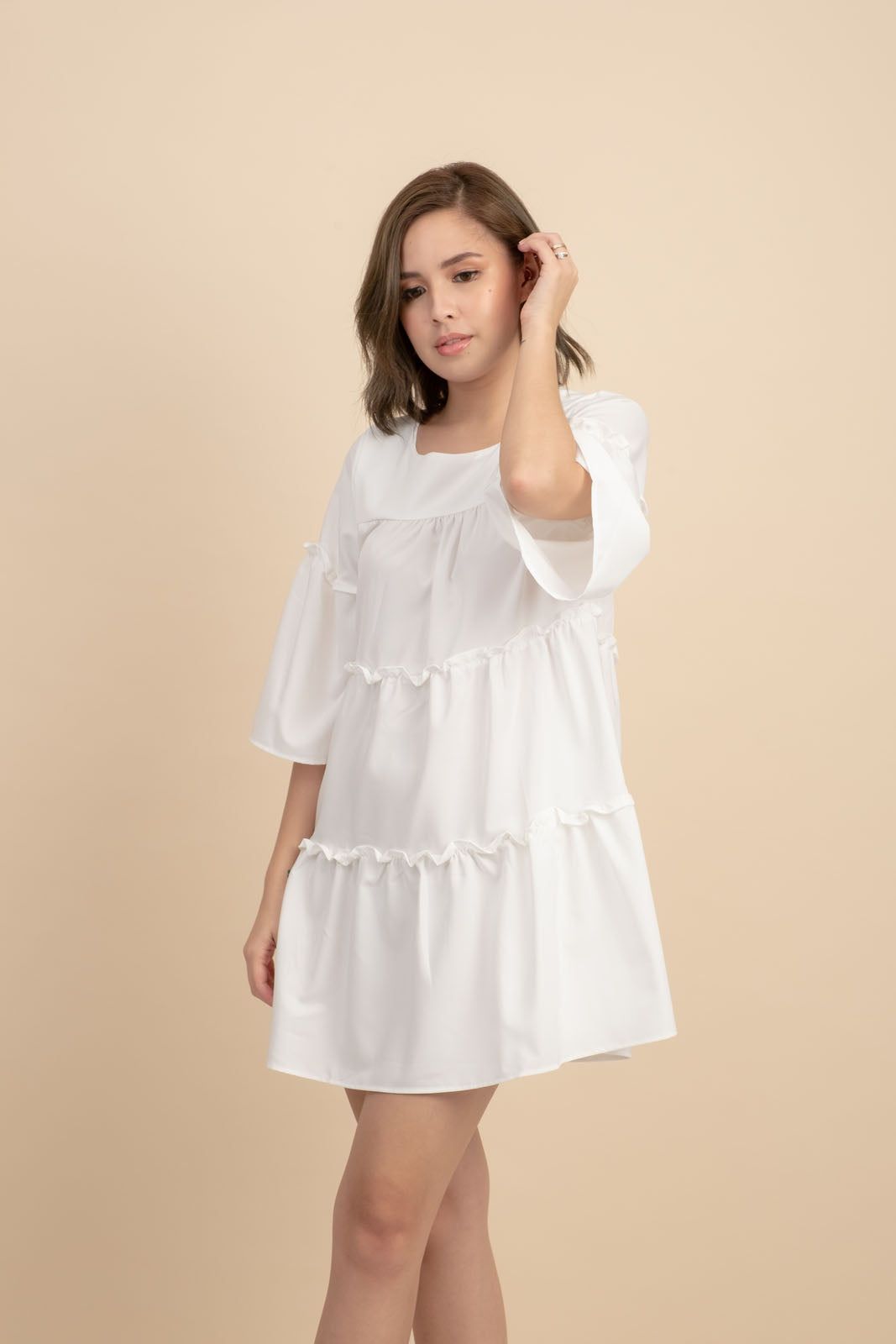 Weslynn White Babydoll Dress