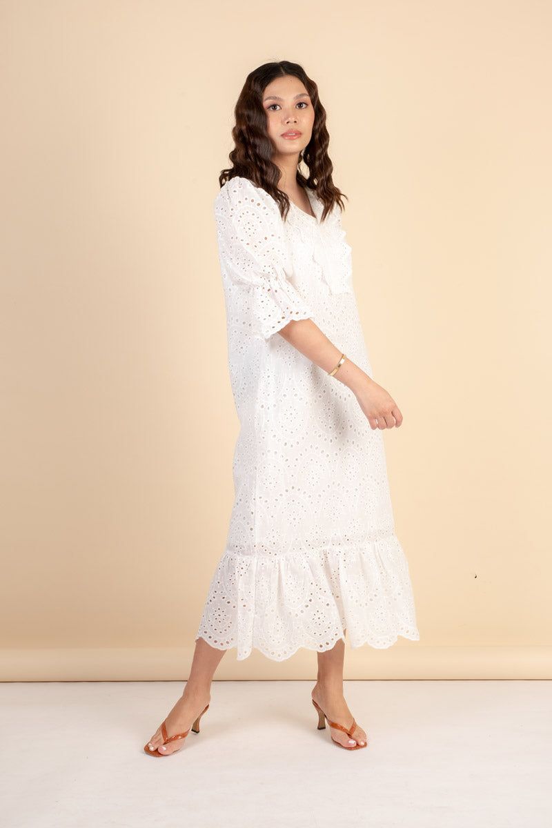 Alexa White Midi Dress