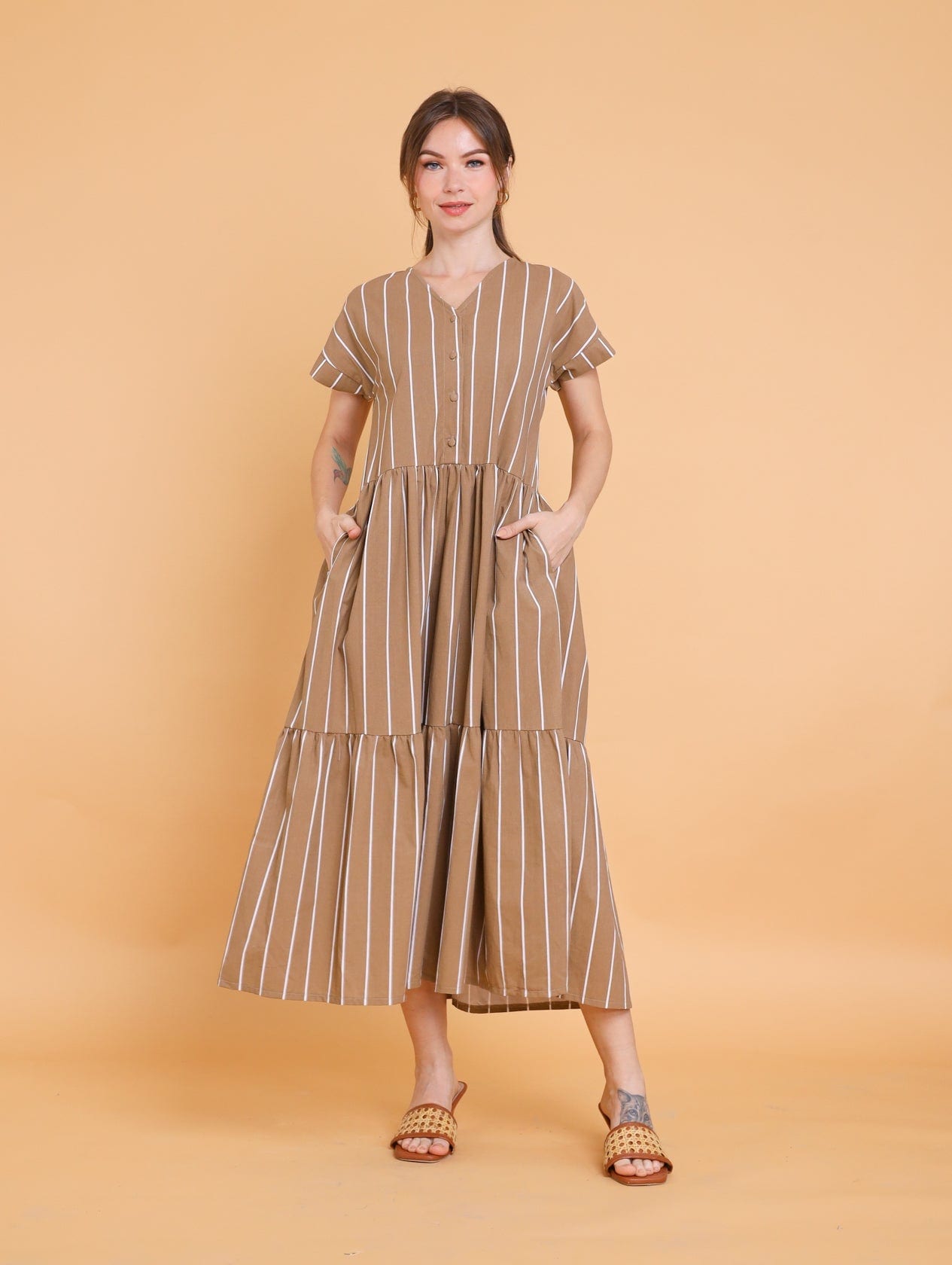 GET SPOTTED SHOP STOCKS Brown Collection: Berta Maxi Dress