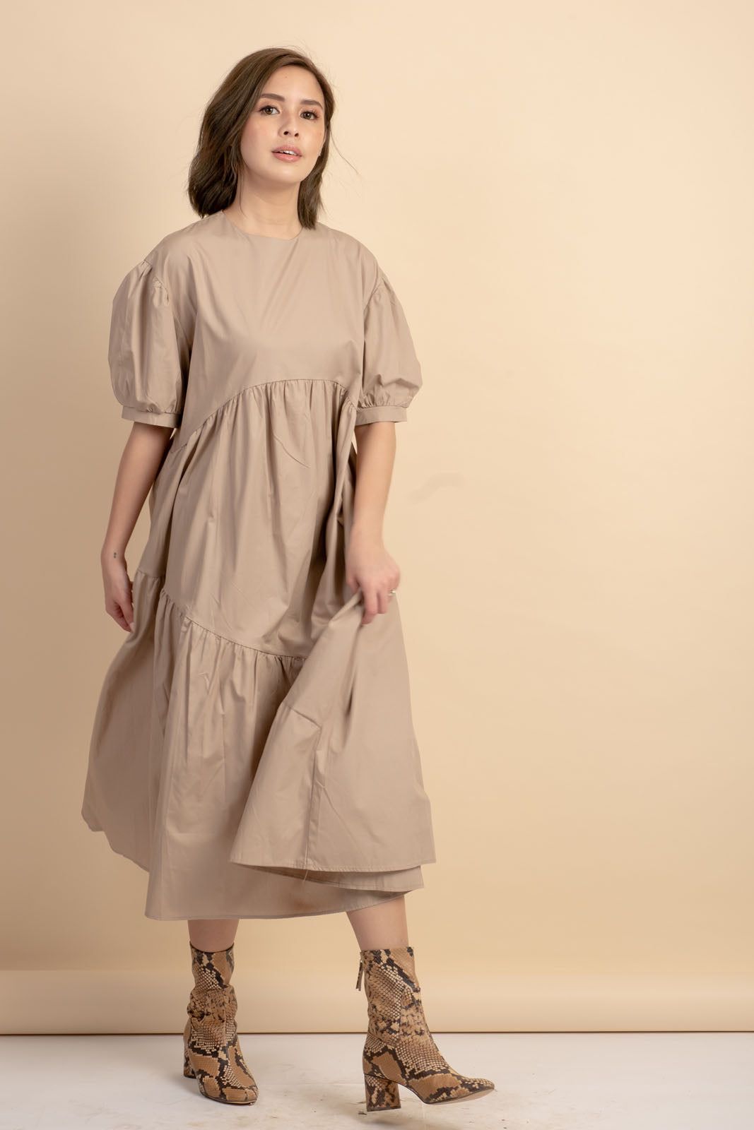 Arianne Khaki Poplin Dress