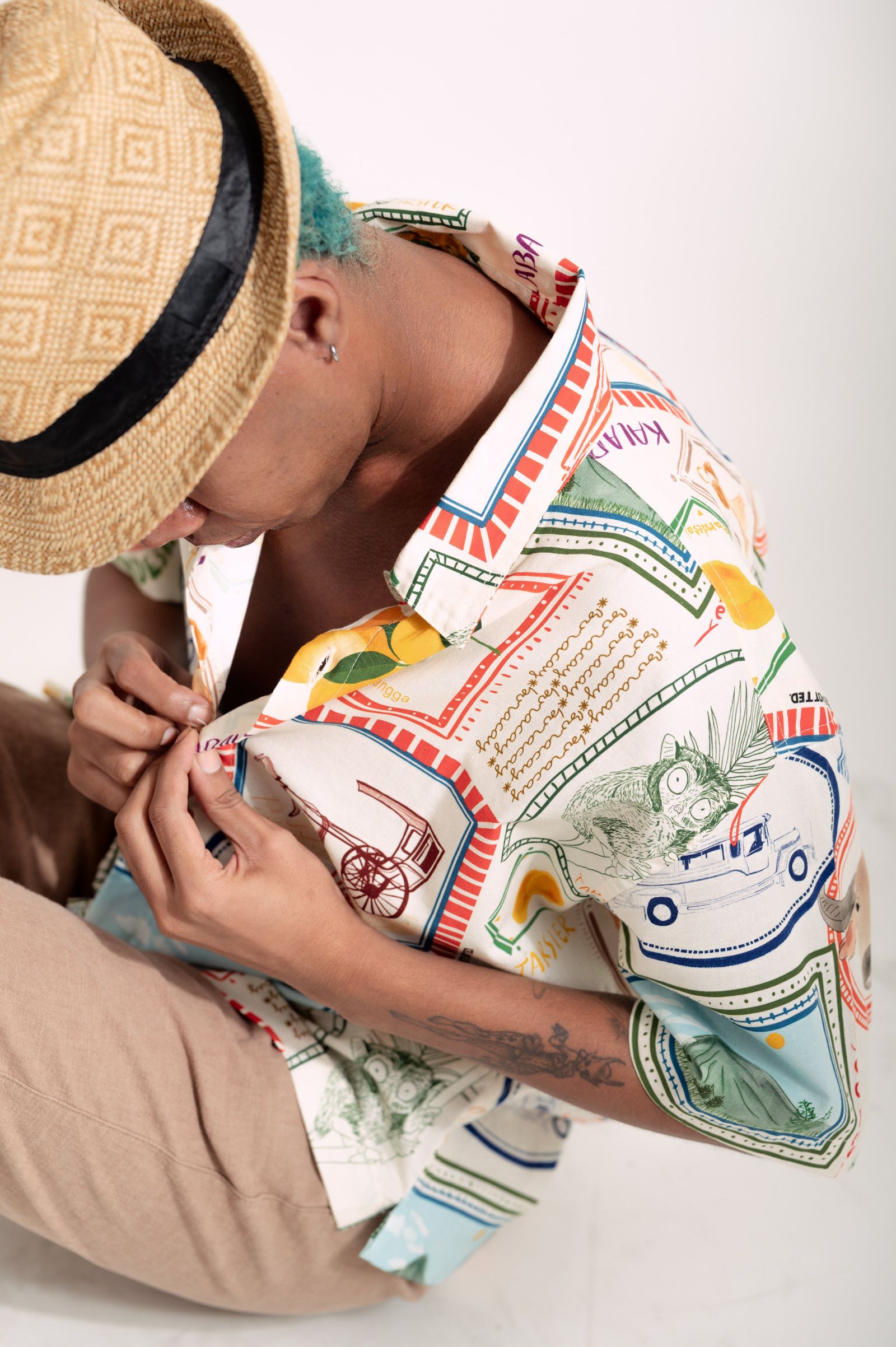 MNL EMGEE by Get Spotted : Beni Buttondown in Pamana Postmark Fabric for KIDS