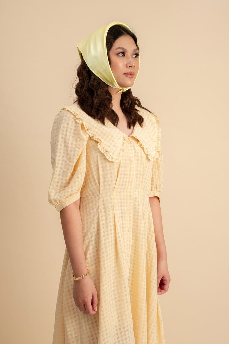 Delphine Peterpan Dress in Pale Yellow