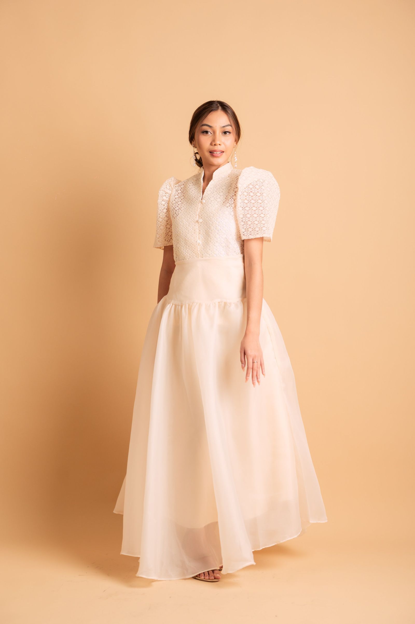 Modern Filipiniana: Nieves Top in White