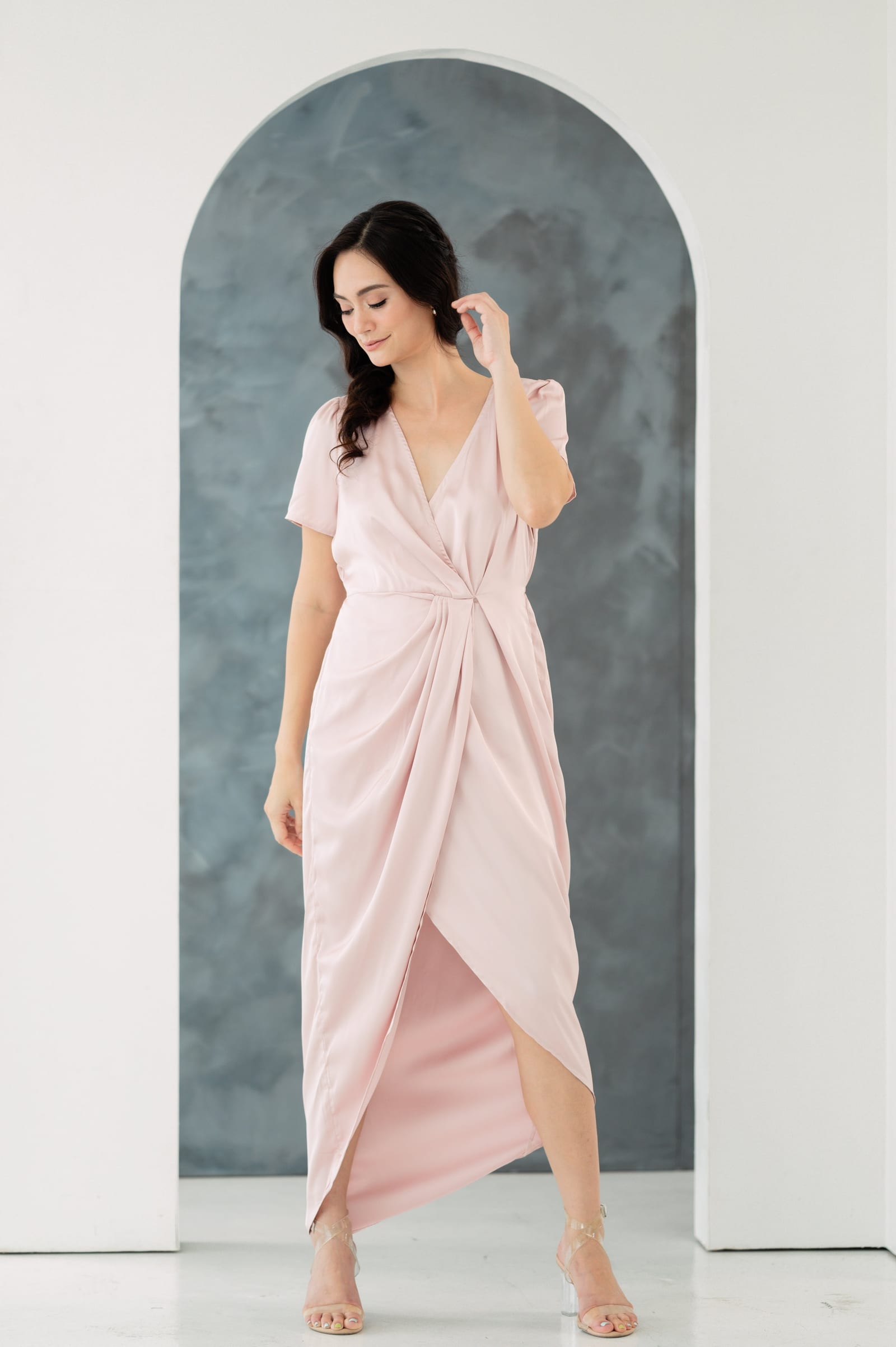 GS Party: Johanna Silk Dress with Sleeves
