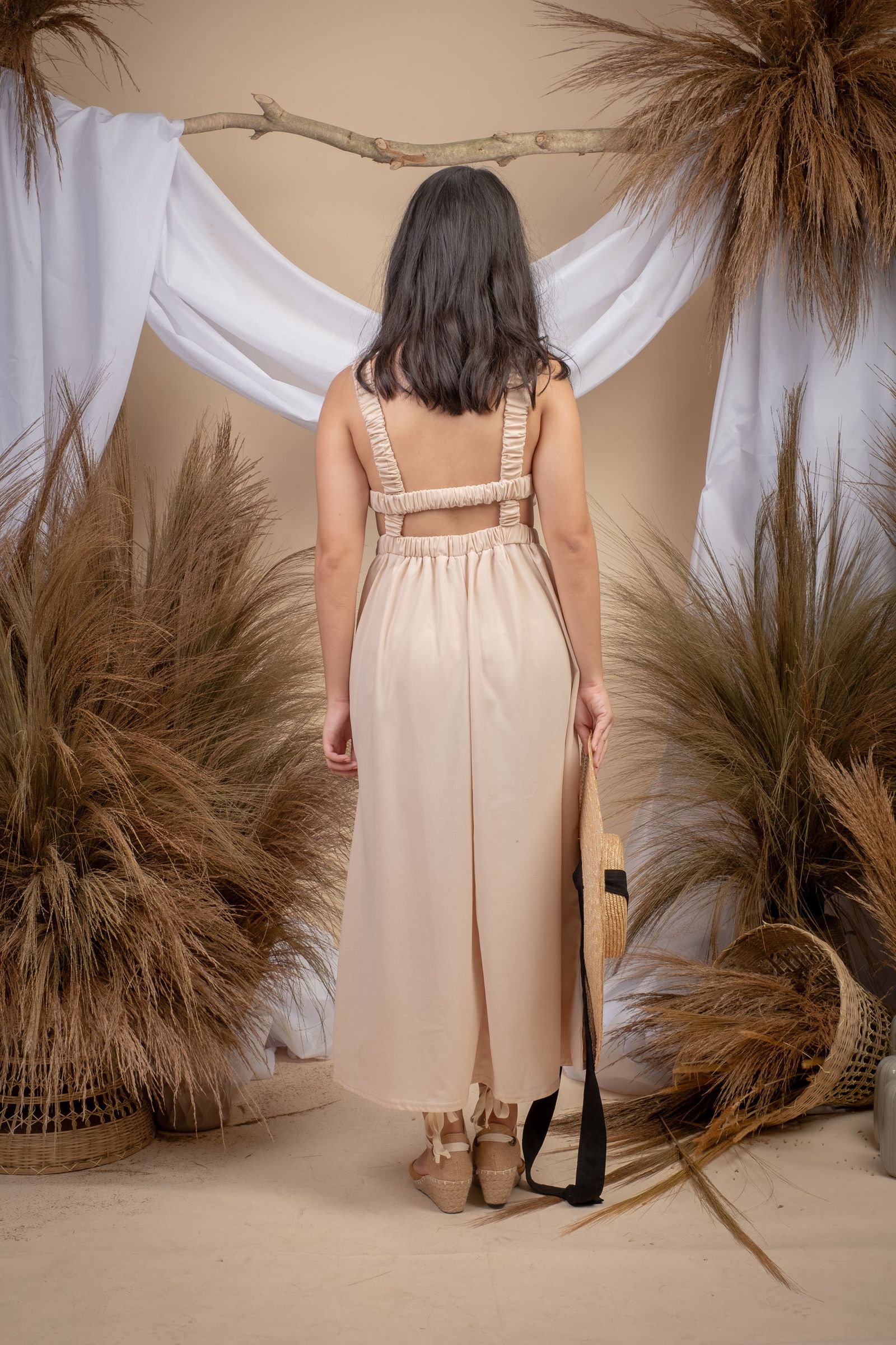 Maia Sexy Back Summer Dress in Apricot