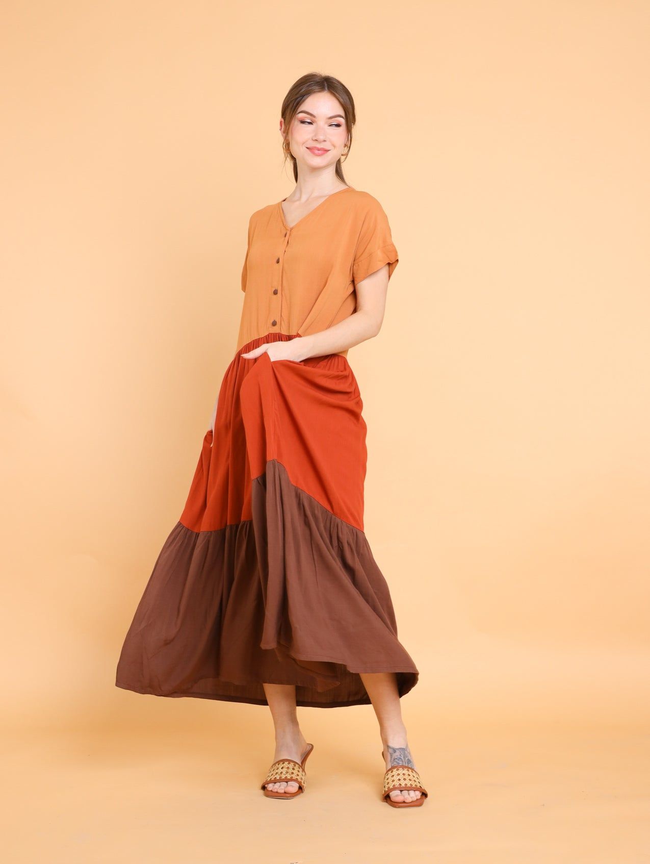GET SPOTTED SHOP STOCKS Brown Collection: Sharmila Dress