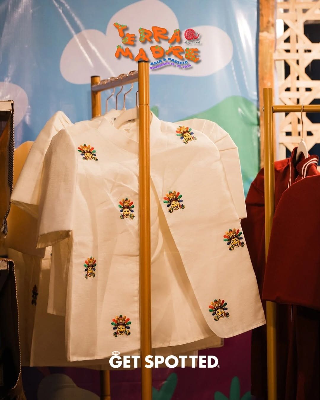 Embroidered shirts on display at Terra Madre