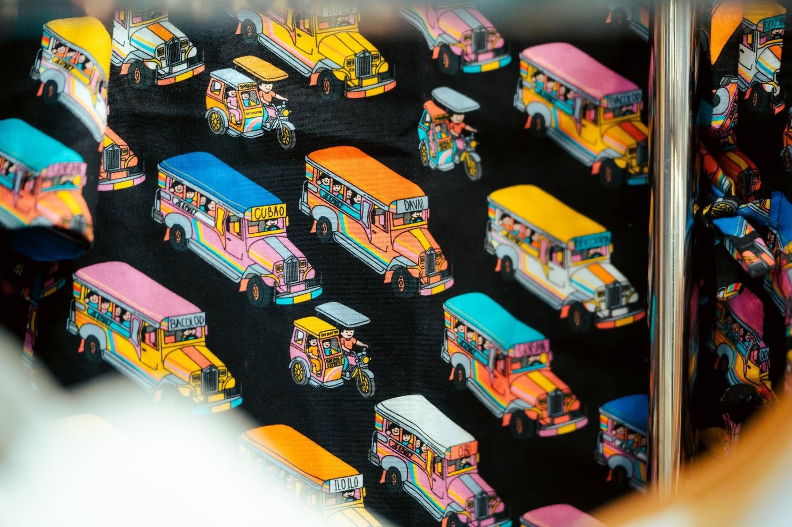 Close-up of a colourful jeepney print