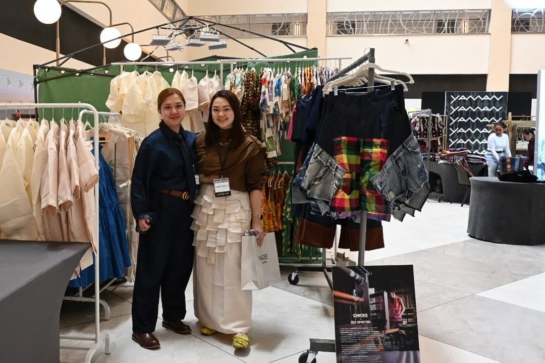 At the Get Spotted booth at YAMAN, Times Square, with the CHICKS x Get Spotted hablon collection