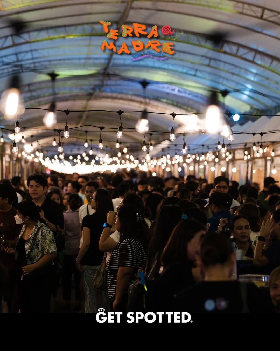 The Terra Madre market under the lights